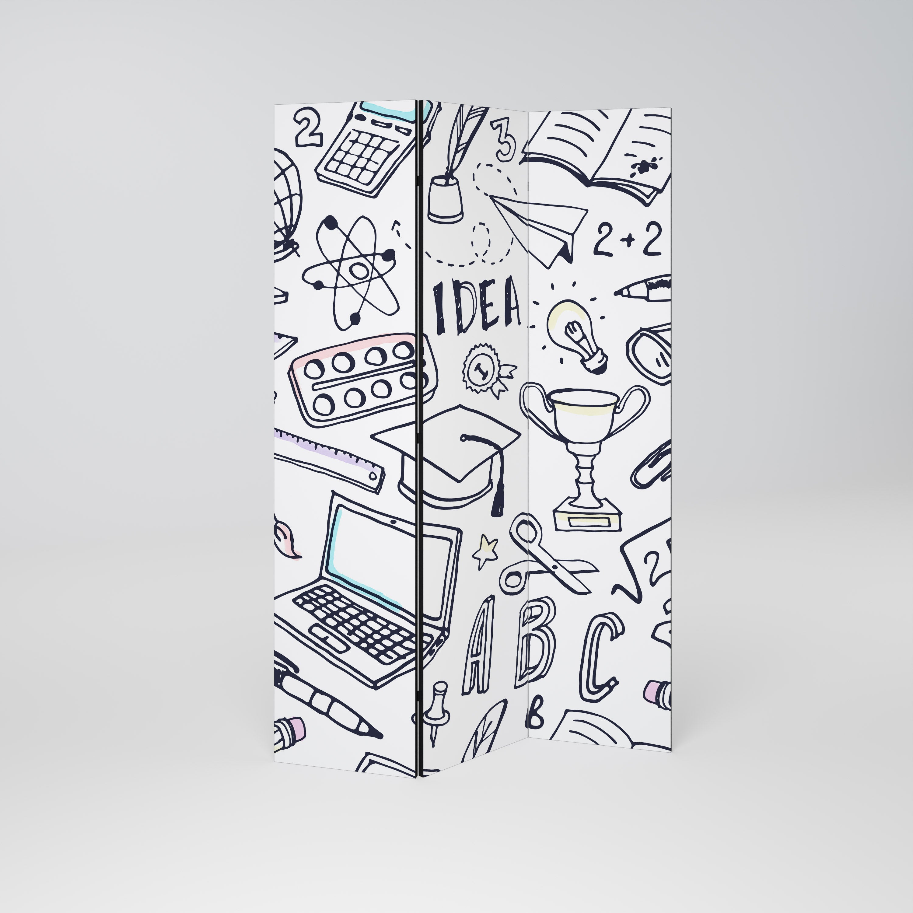 Biombo decorativo de 3 paneles SCHOOL STUFF