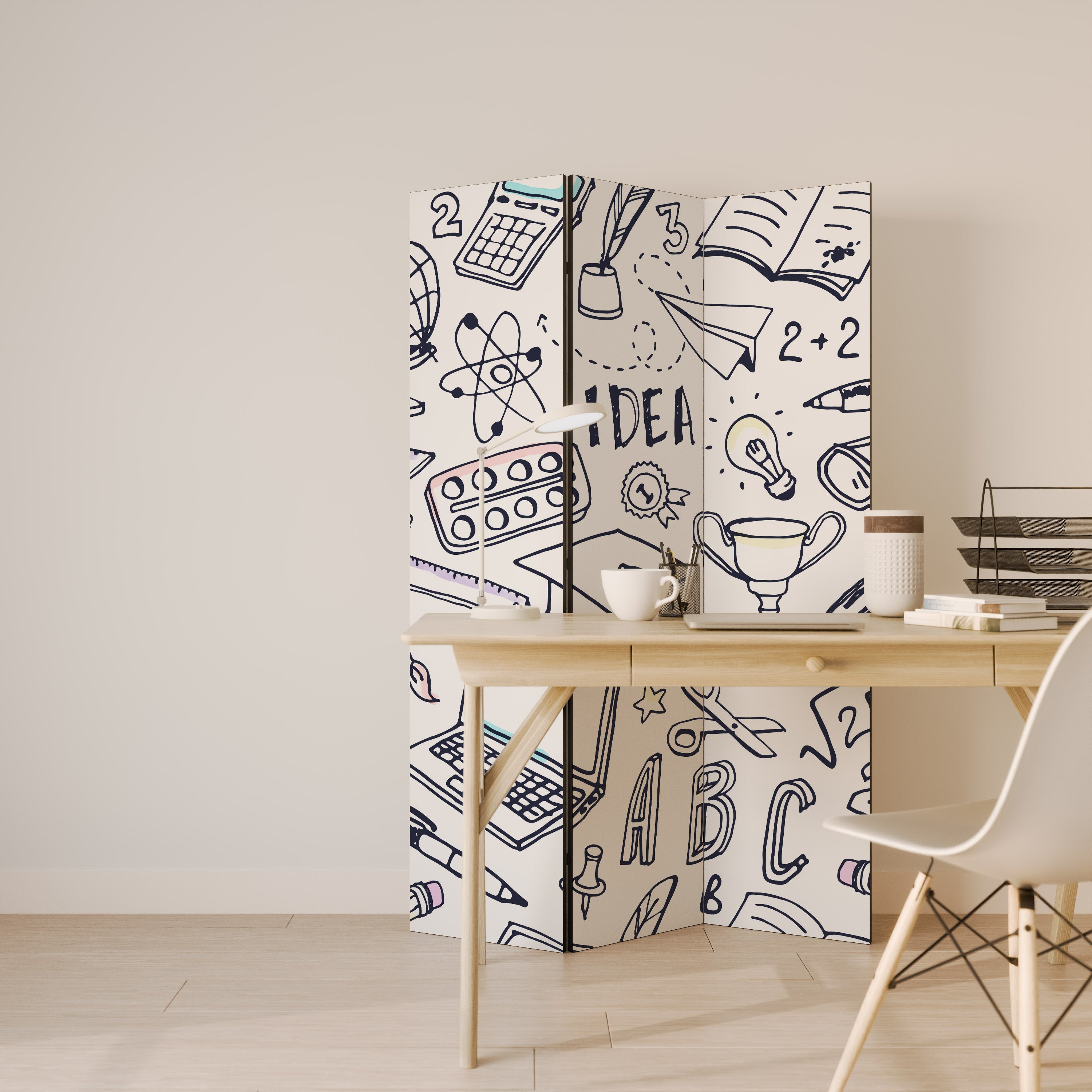 Biombo decorativo de 3 paneles SCHOOL STUFF