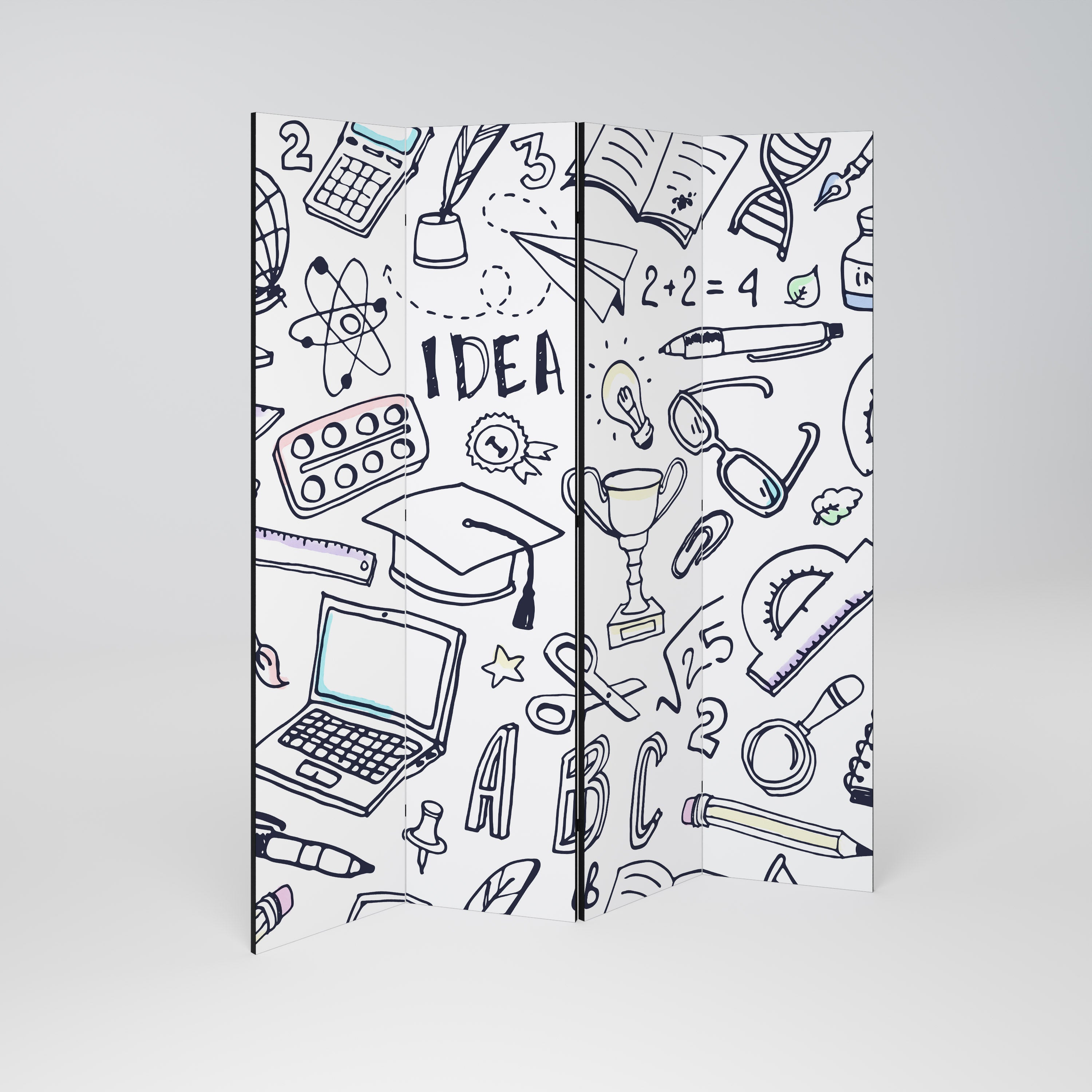 Biombo decorativo de 4 paneles SCHOOL STUFF