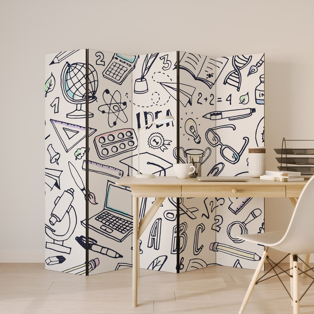 Biombo decorativo de 5 paneles SCHOOL STUFF