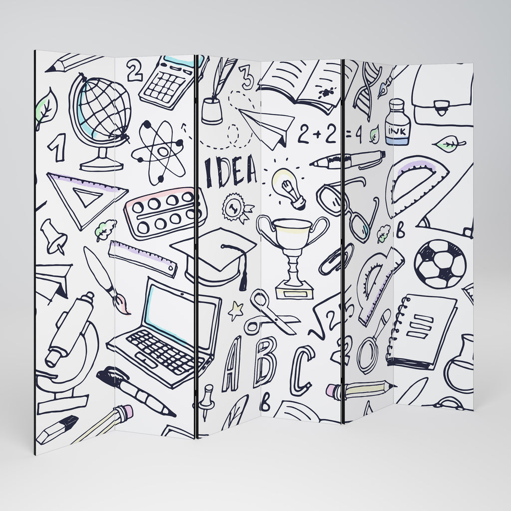 Biombo decorativo de 6 paneles SCHOOL STUFF