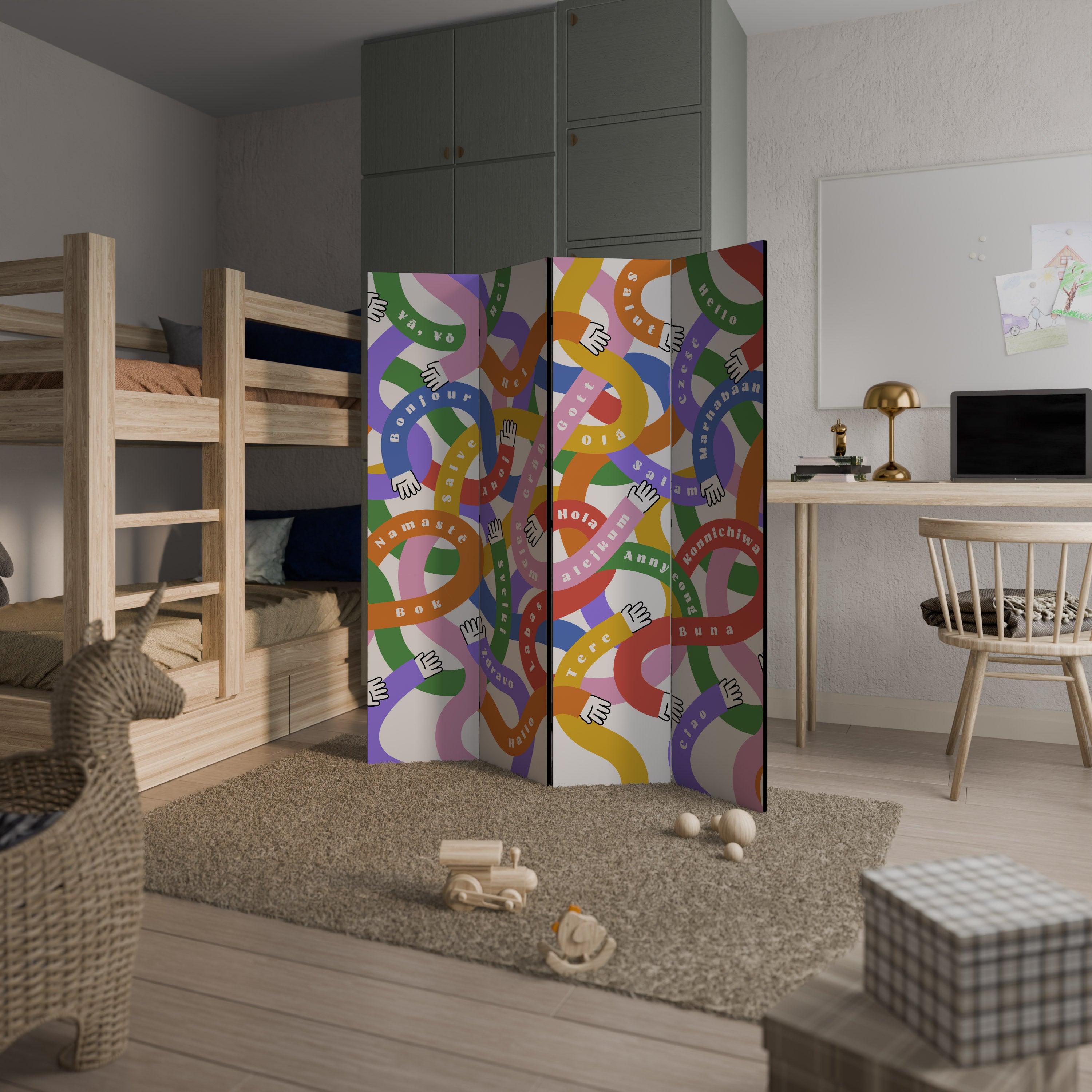 HELLO THERE Biombo de 4 paneles