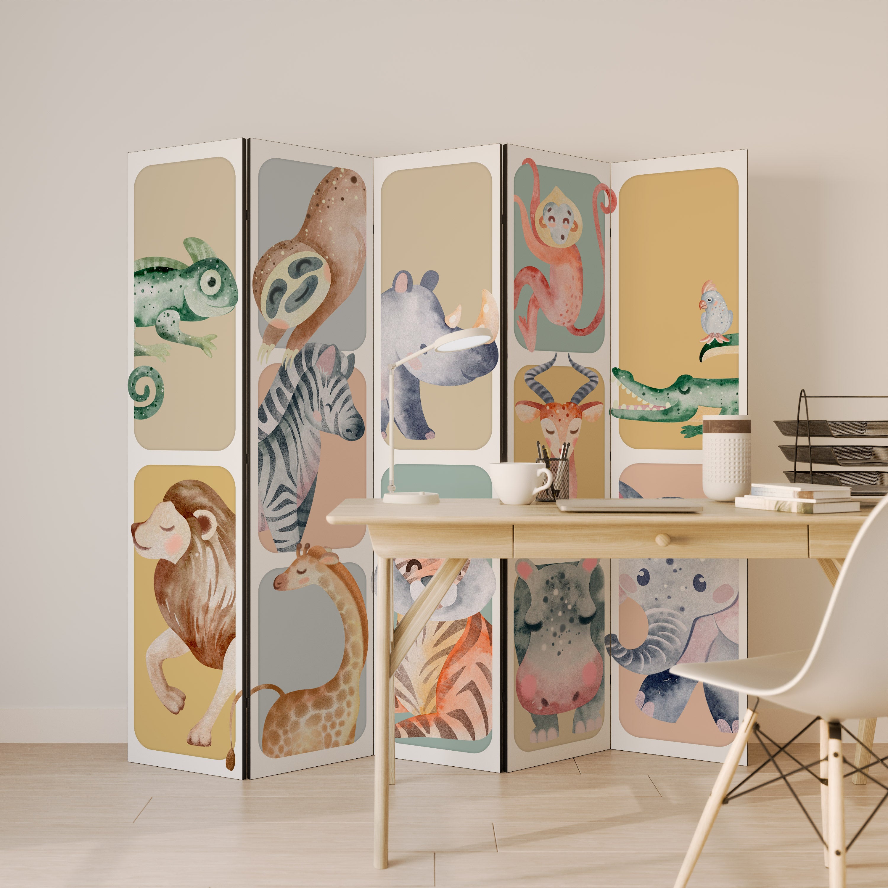 TROPICAL SQUAD Decorative 5-Panel Room Divider