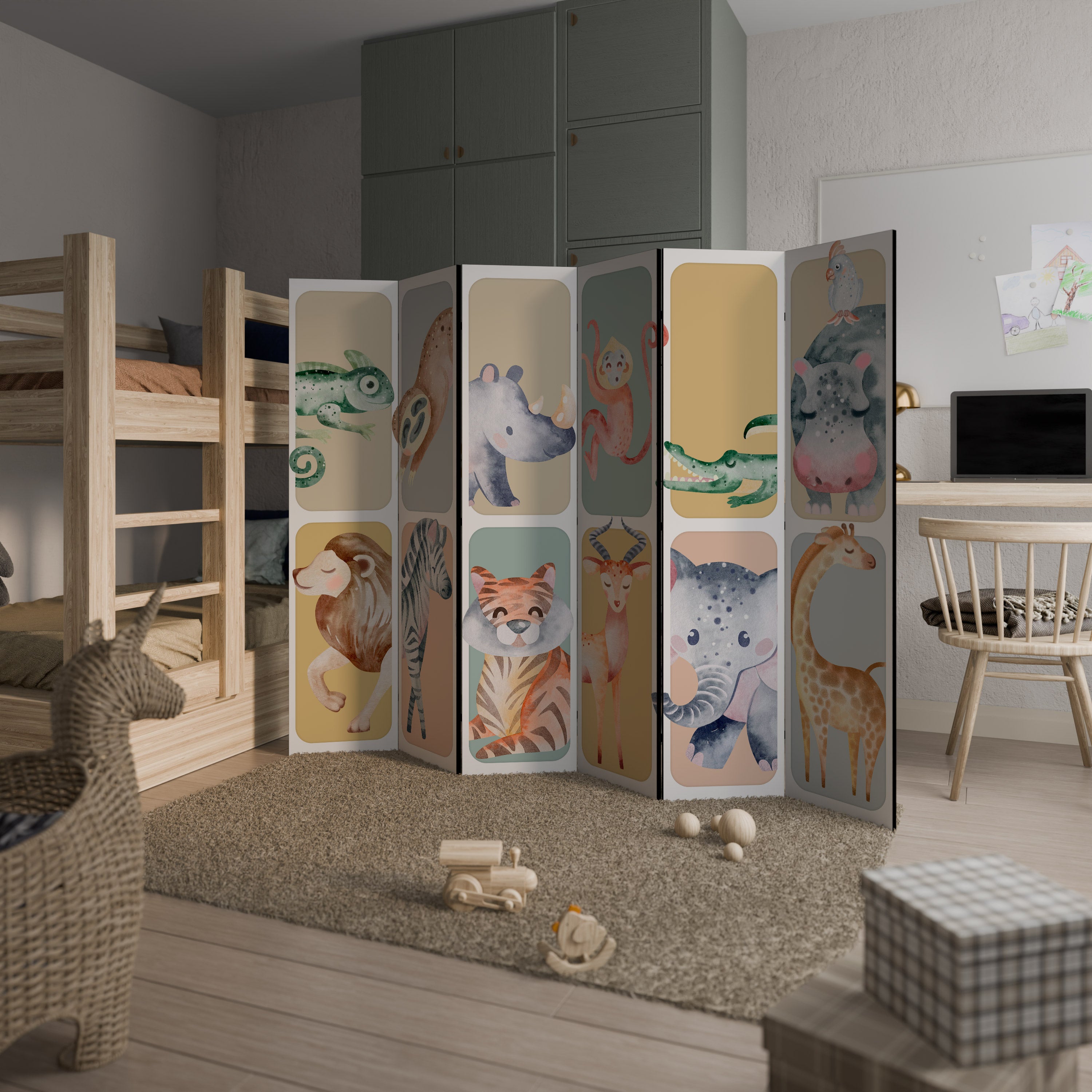 Biombo decorativo de 6 paneles TROPICAL SQUAD