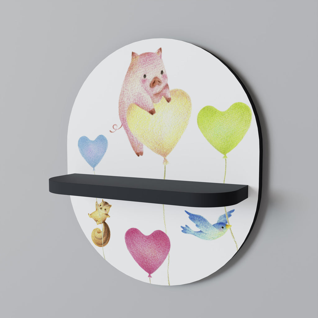 Estantería de arte ovalada BALLOON FRIENDS con acabado negro
