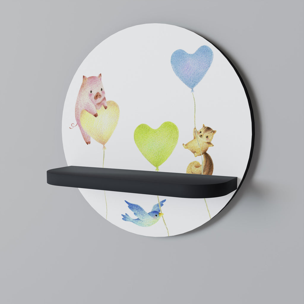 Estantería de arte redonda BALLOON FRIENDS con acabado negro