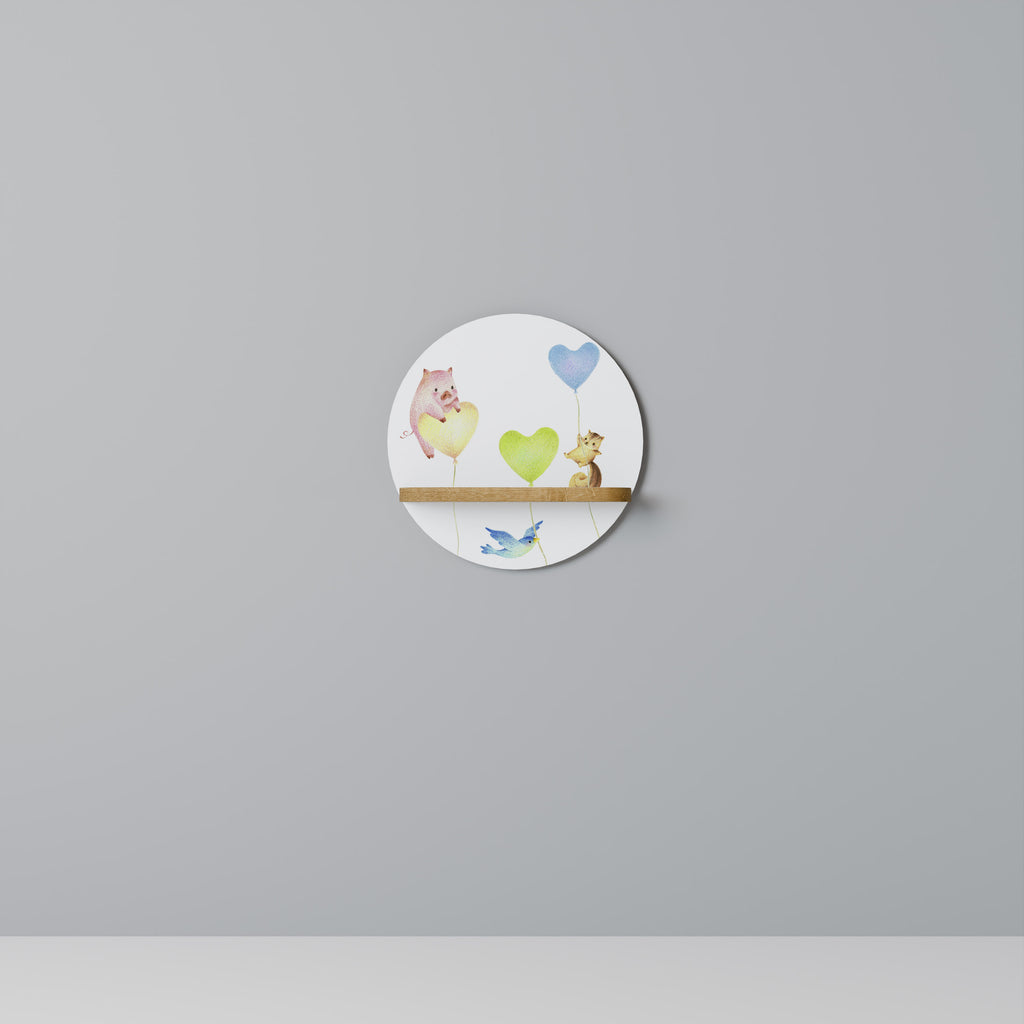 Estantería de arte redonda BALLOON FRIENDS con efecto roble