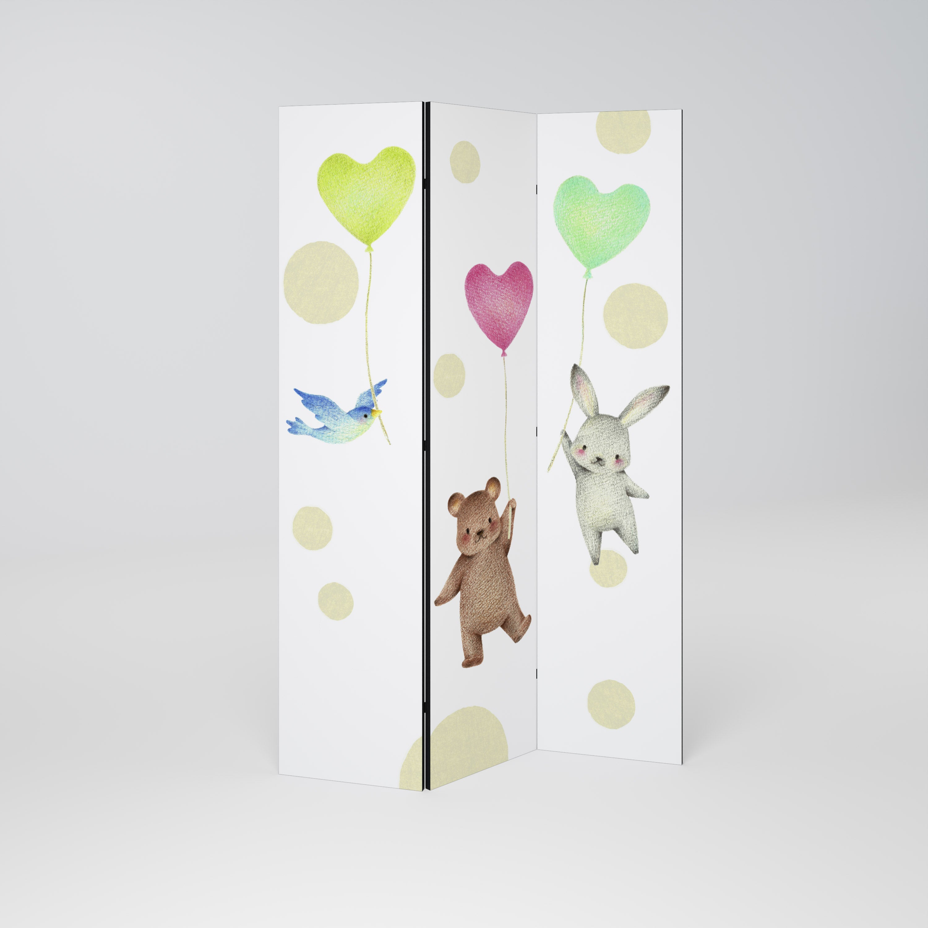 Biombo decorativo de 3 paneles BALLOON FRIENDS