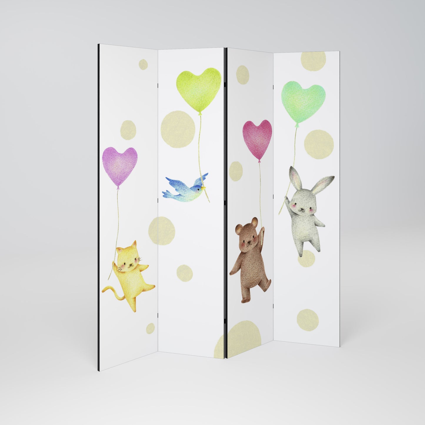 BALLOON FRIENDS Biombo de 4 paneles