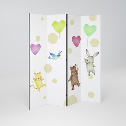 BALLOON FRIENDS Biombo de 4 paneles