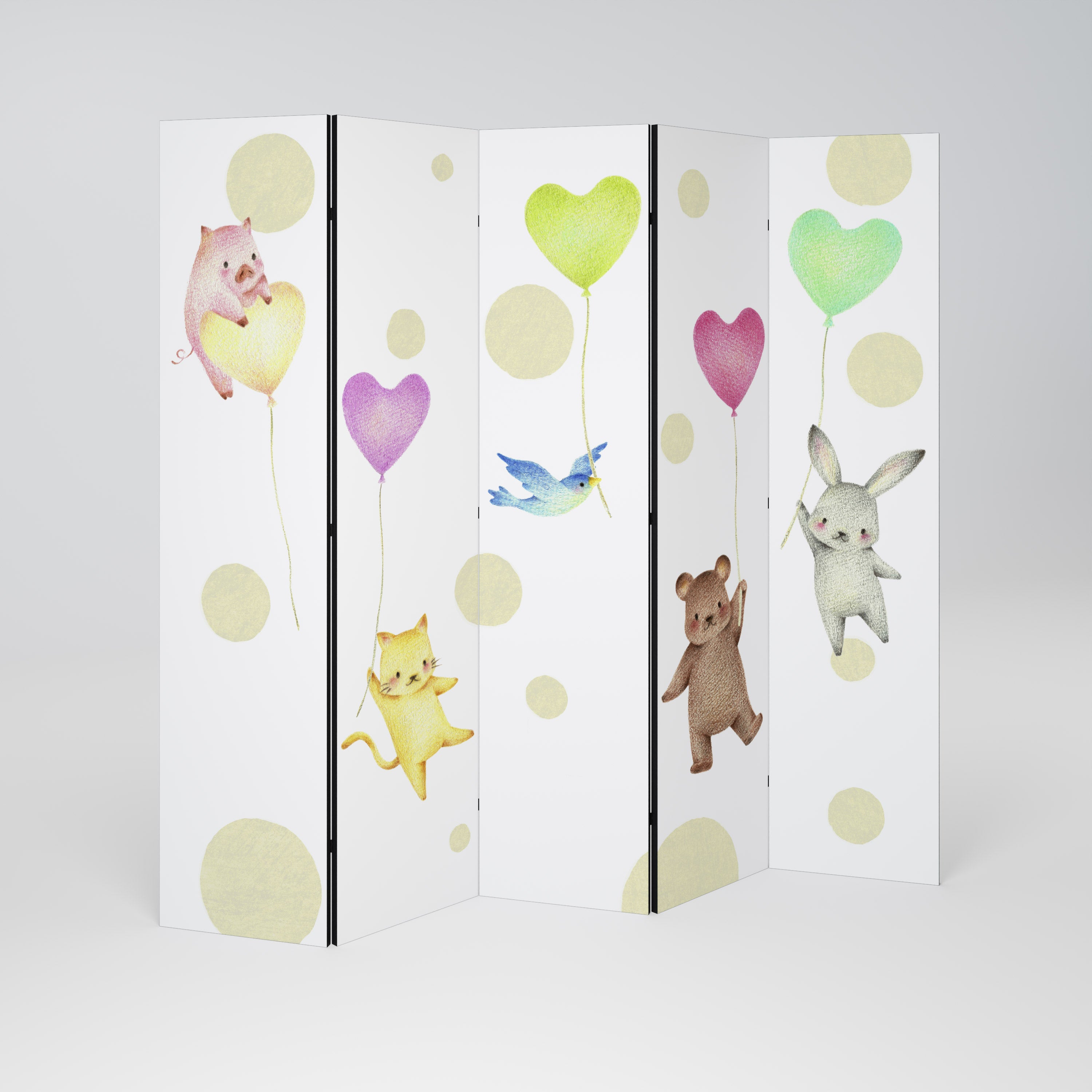 BALLOON FRIENDS Biombo de 5 paneles