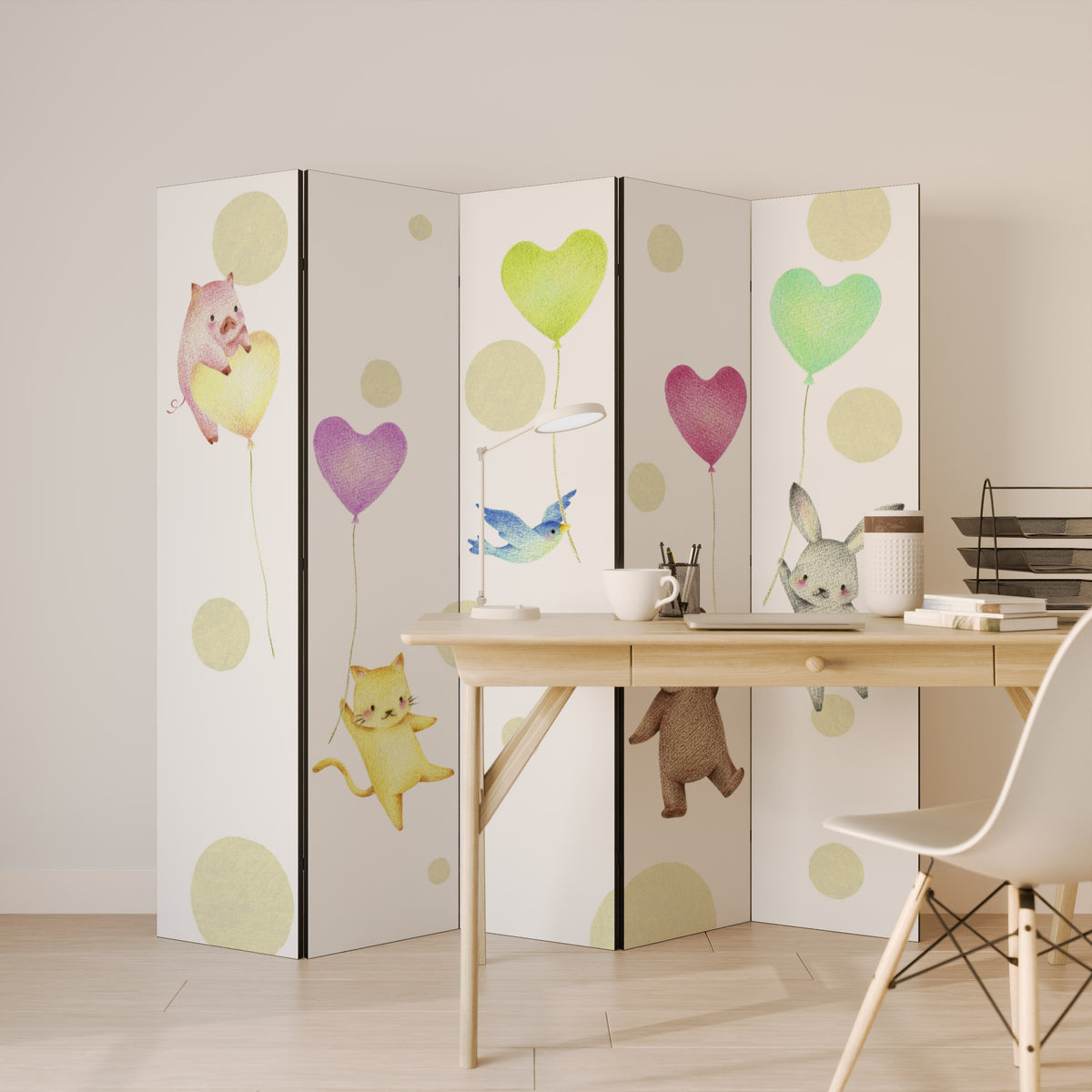 BALLOON FRIENDS Biombo de 5 paneles