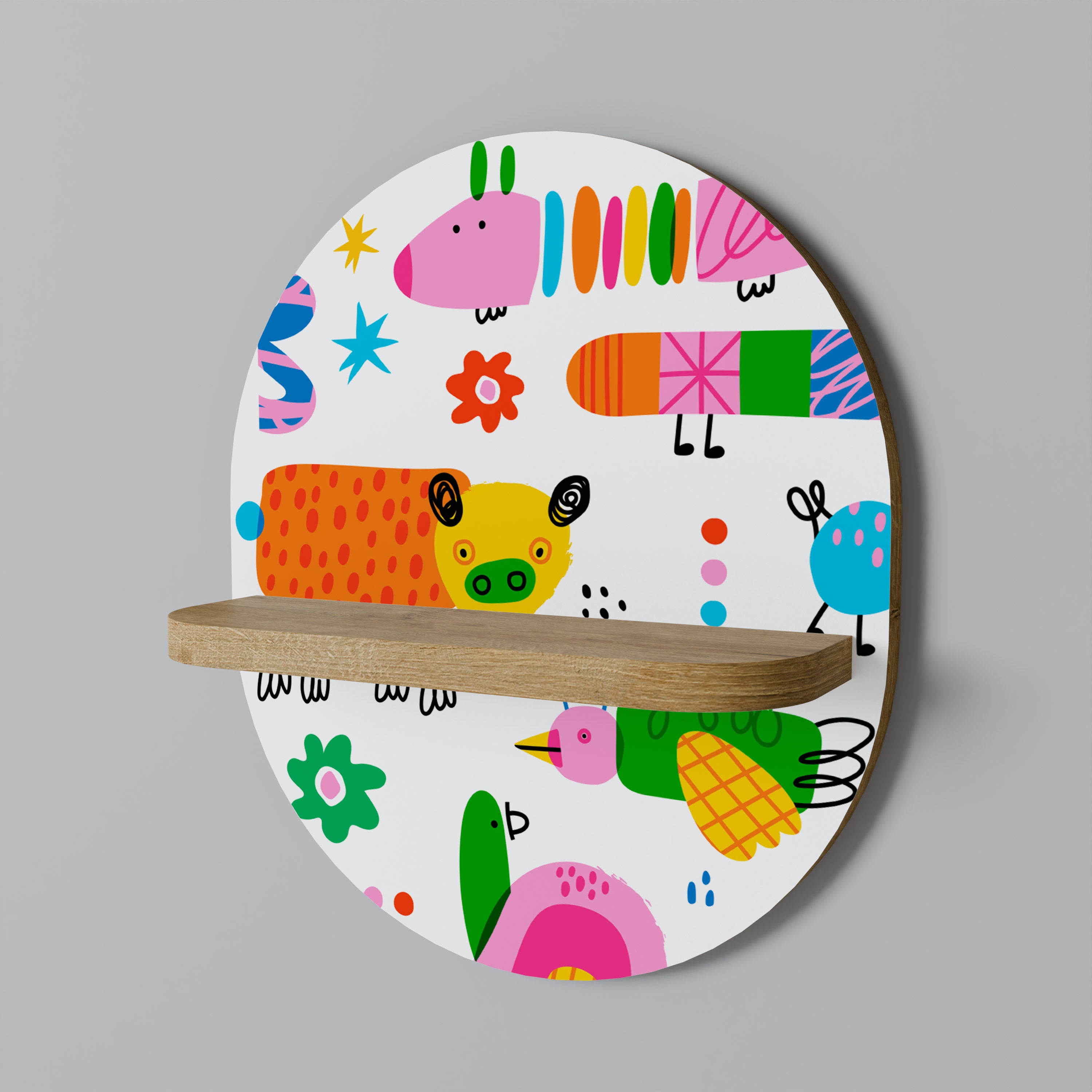 Estantería de arte ovalada efecto roble POWER OF IMAGINATION