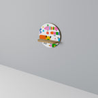 POWER OF IMAGINATION Round Art Shelf In Oak Effect