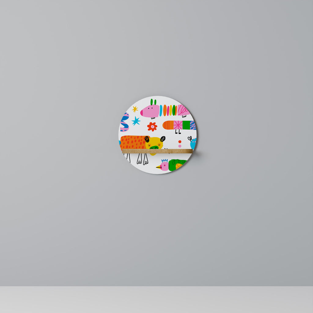 Estantería de arte redonda con efecto roble POWER OF IMAGINATION