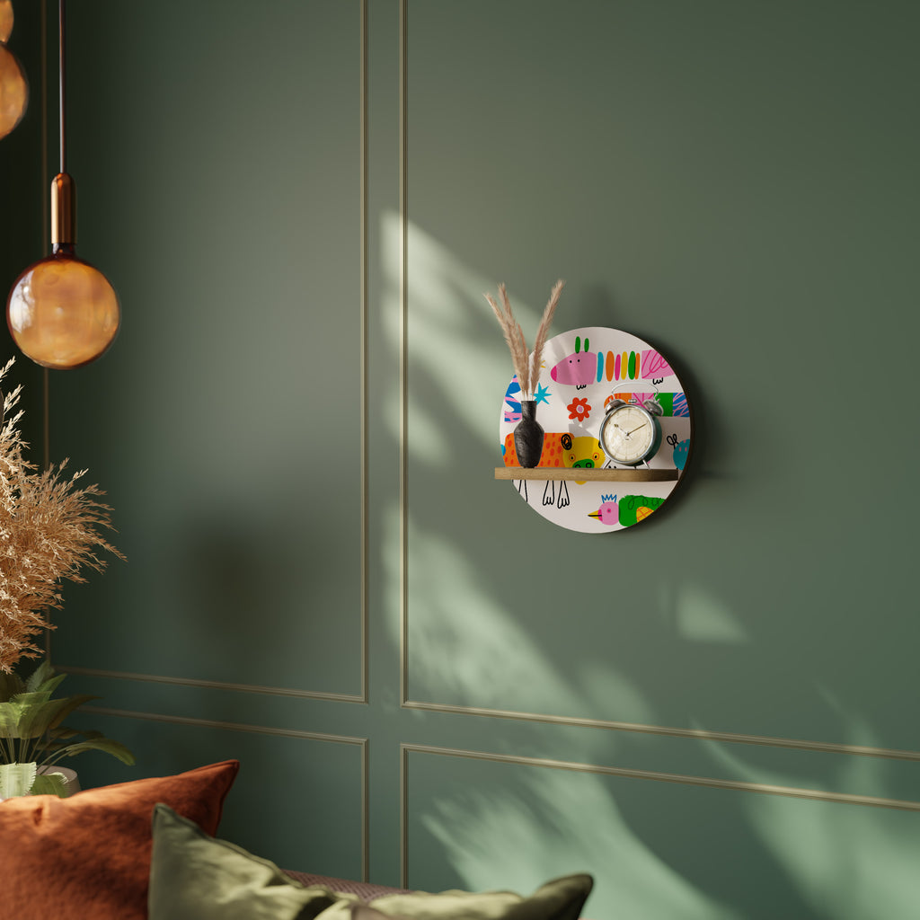 Estantería de arte redonda con efecto roble POWER OF IMAGINATION