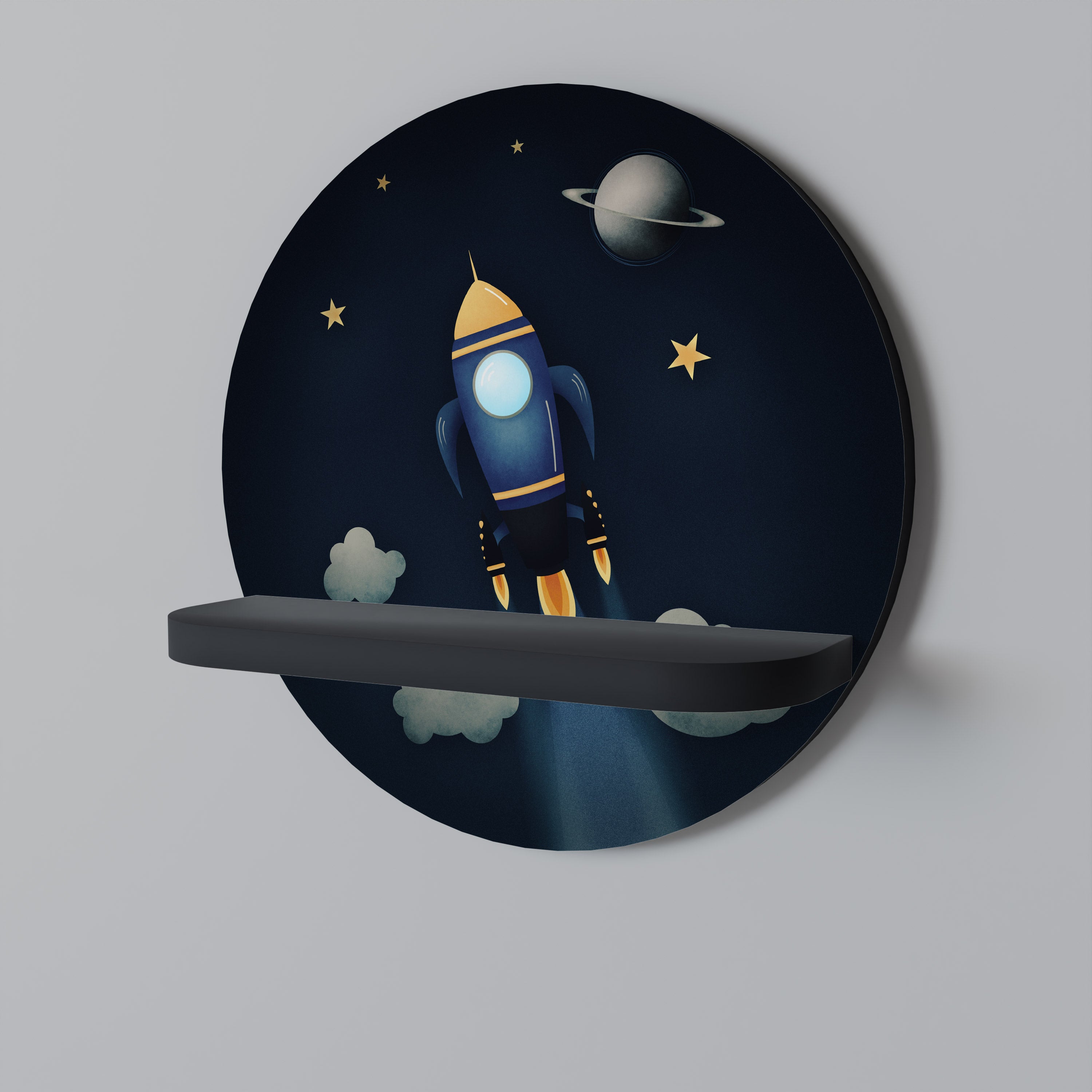 Estantería de arte redonda STELLAR SWING con acabado negro