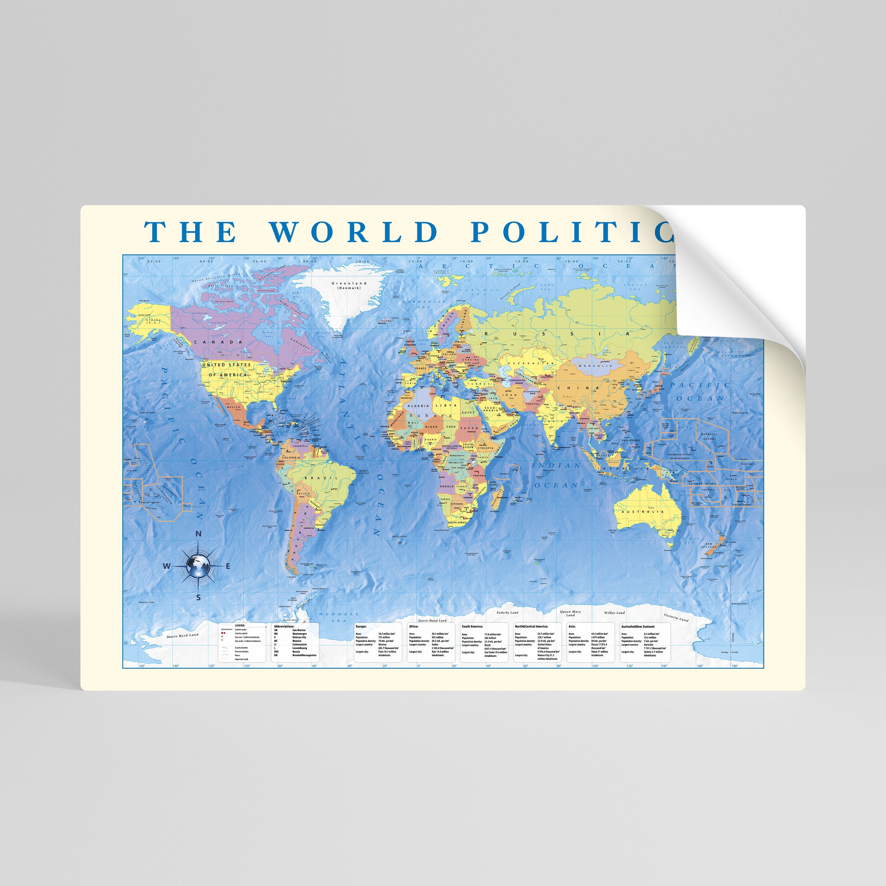 TAPIZ POLÍTICO GLOBAL [ES] Póster horizontal autoadhesivo