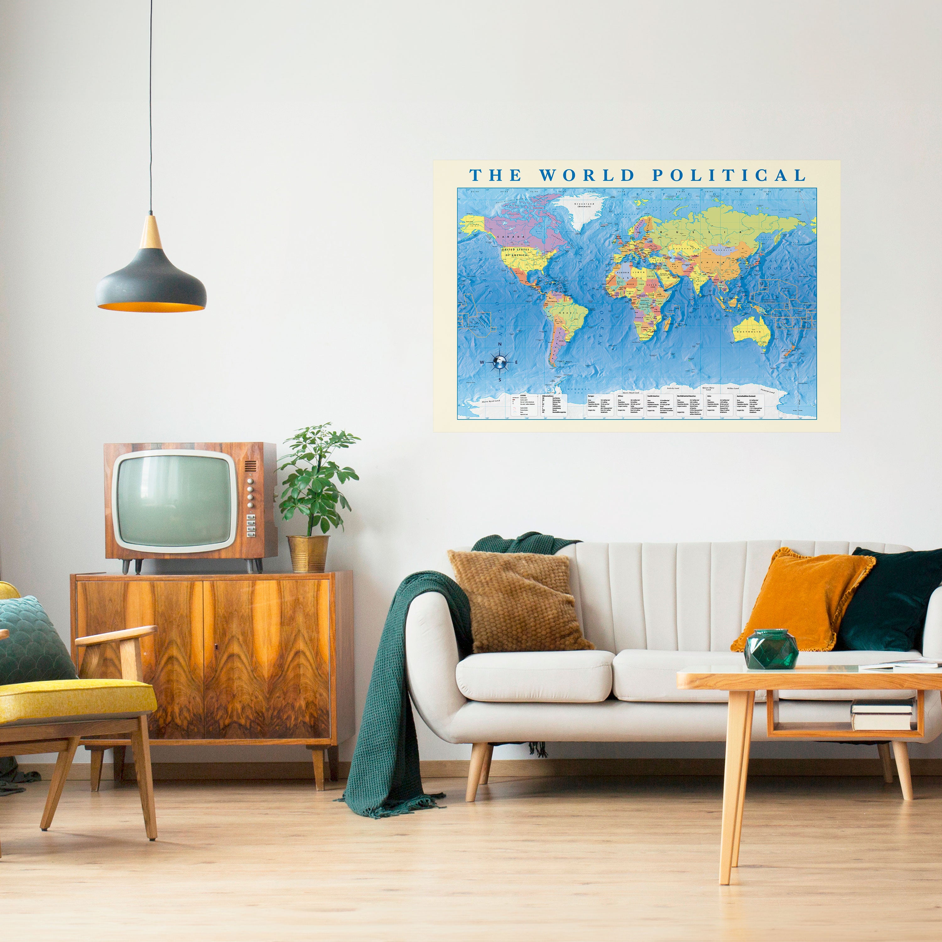 TAPIZ POLÍTICO GLOBAL [ES] Póster horizontal autoadhesivo