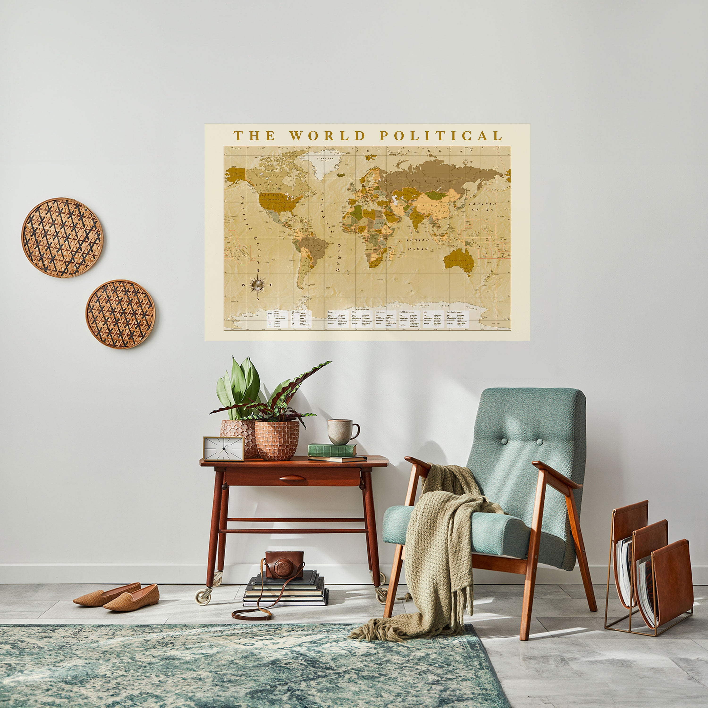 WORLDLY WATERSHED MAP Peel and Stick Horizontal Poster