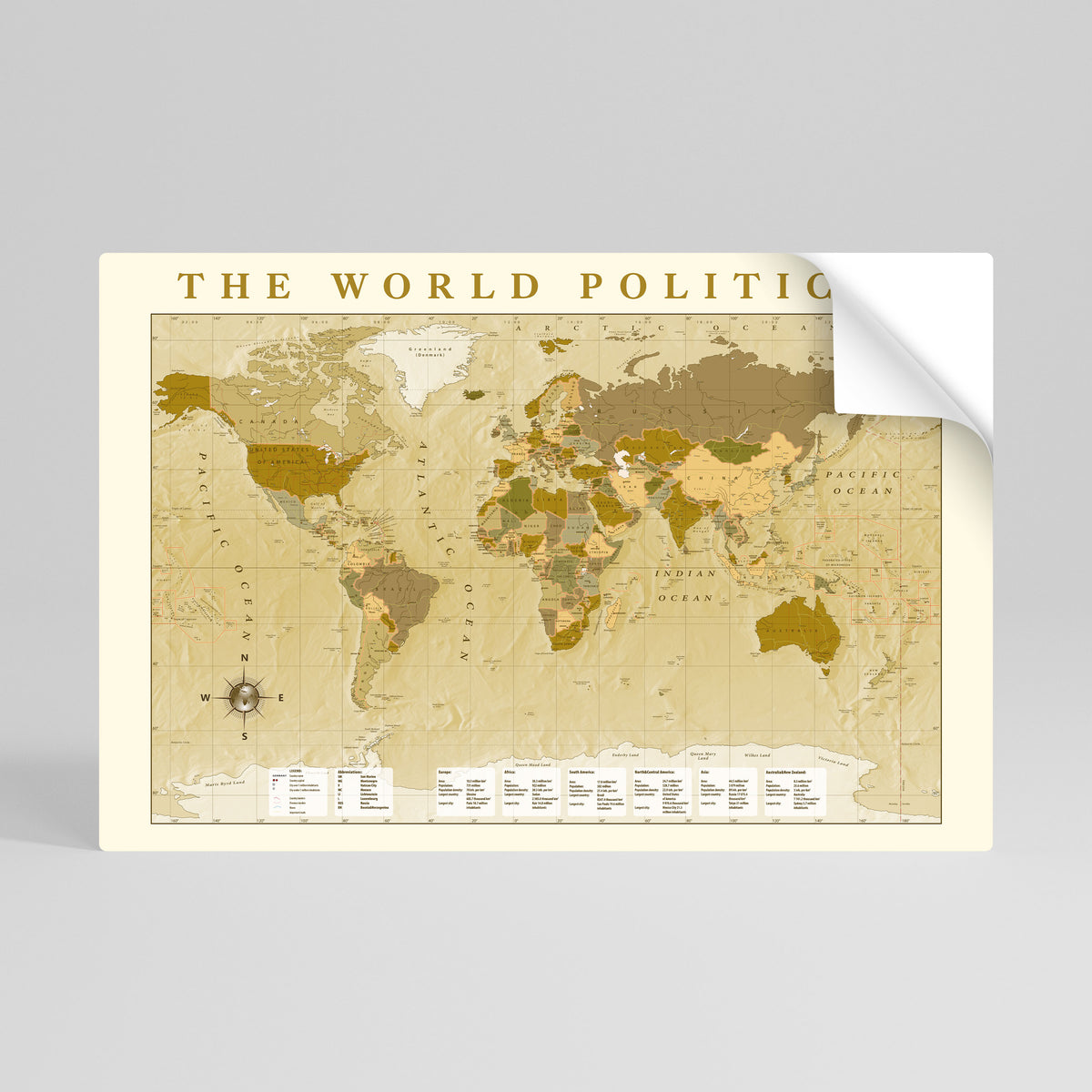 WORLDLY WATERSHED MAP Póster adhesivo horizontal