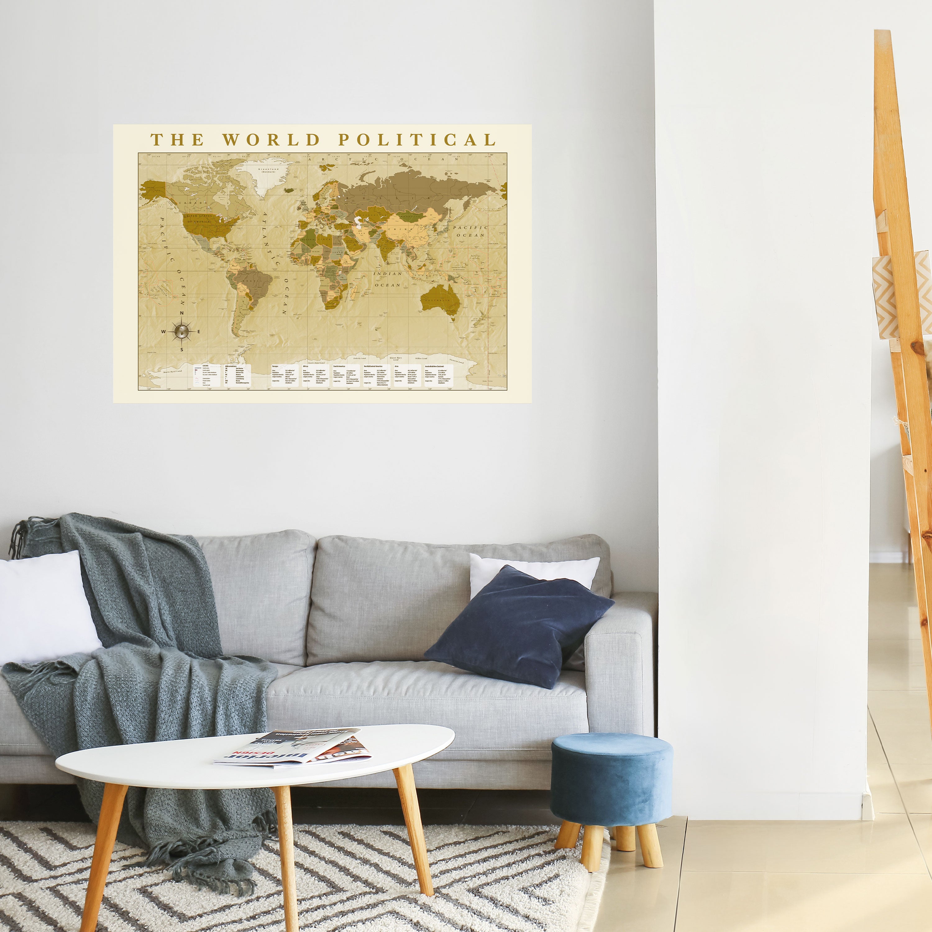 WORLDLY WATERSHED MAP Peel and Stick Horizontal Poster