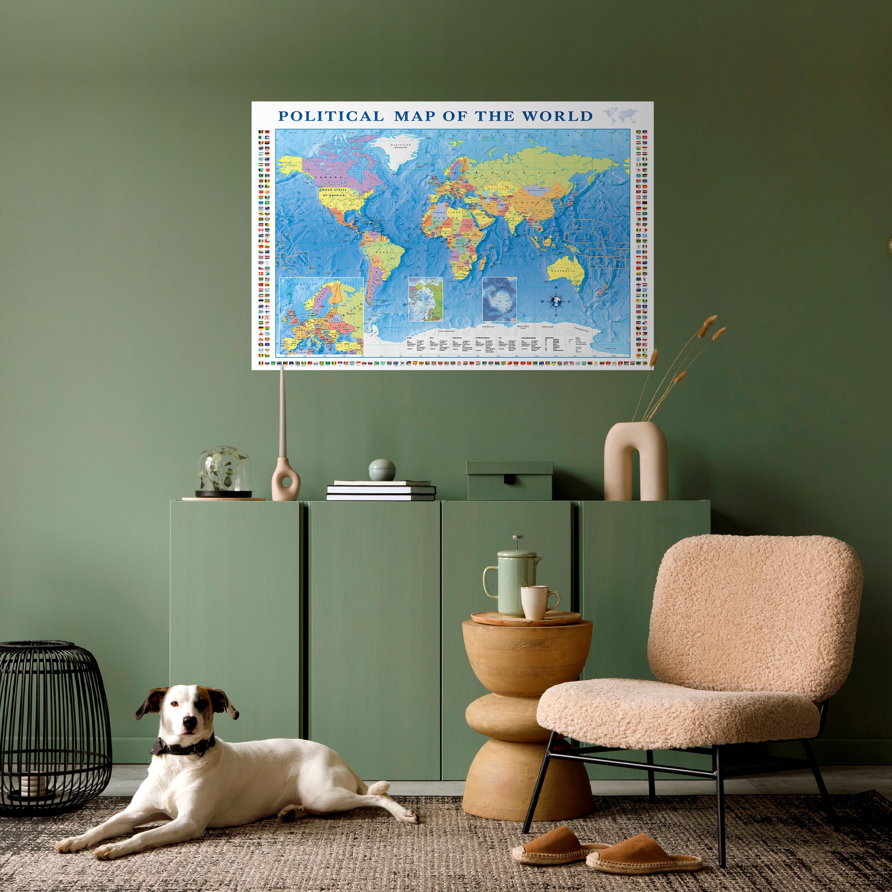 FRONTERAS Y MÁS ALLÁ Póster horizontal autoadhesivo