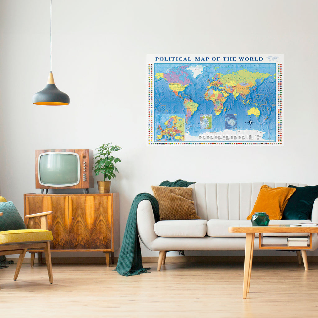 FRONTERAS Y MÁS ALLÁ Póster horizontal autoadhesivo