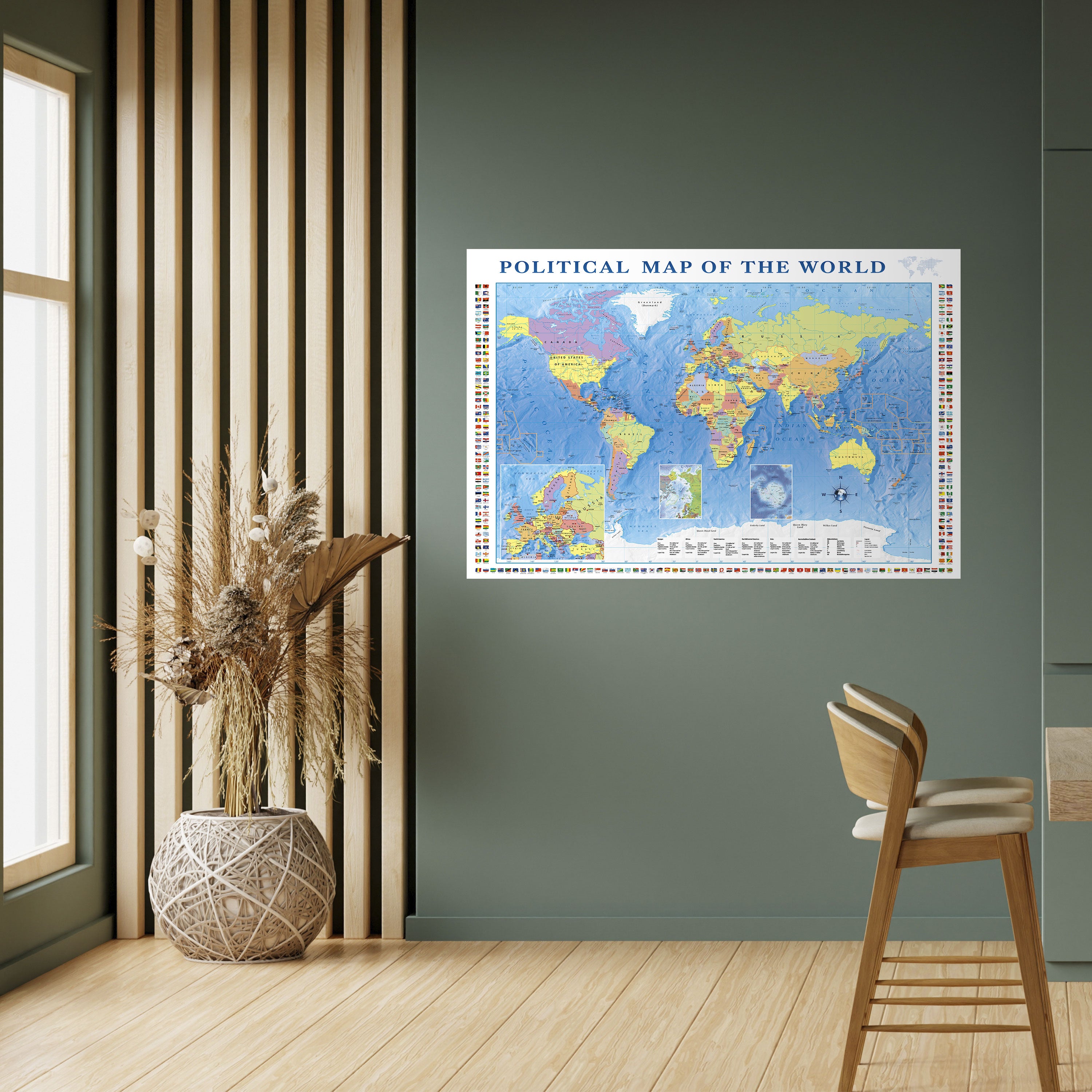 FRONTERAS Y MÁS ALLÁ Póster horizontal autoadhesivo