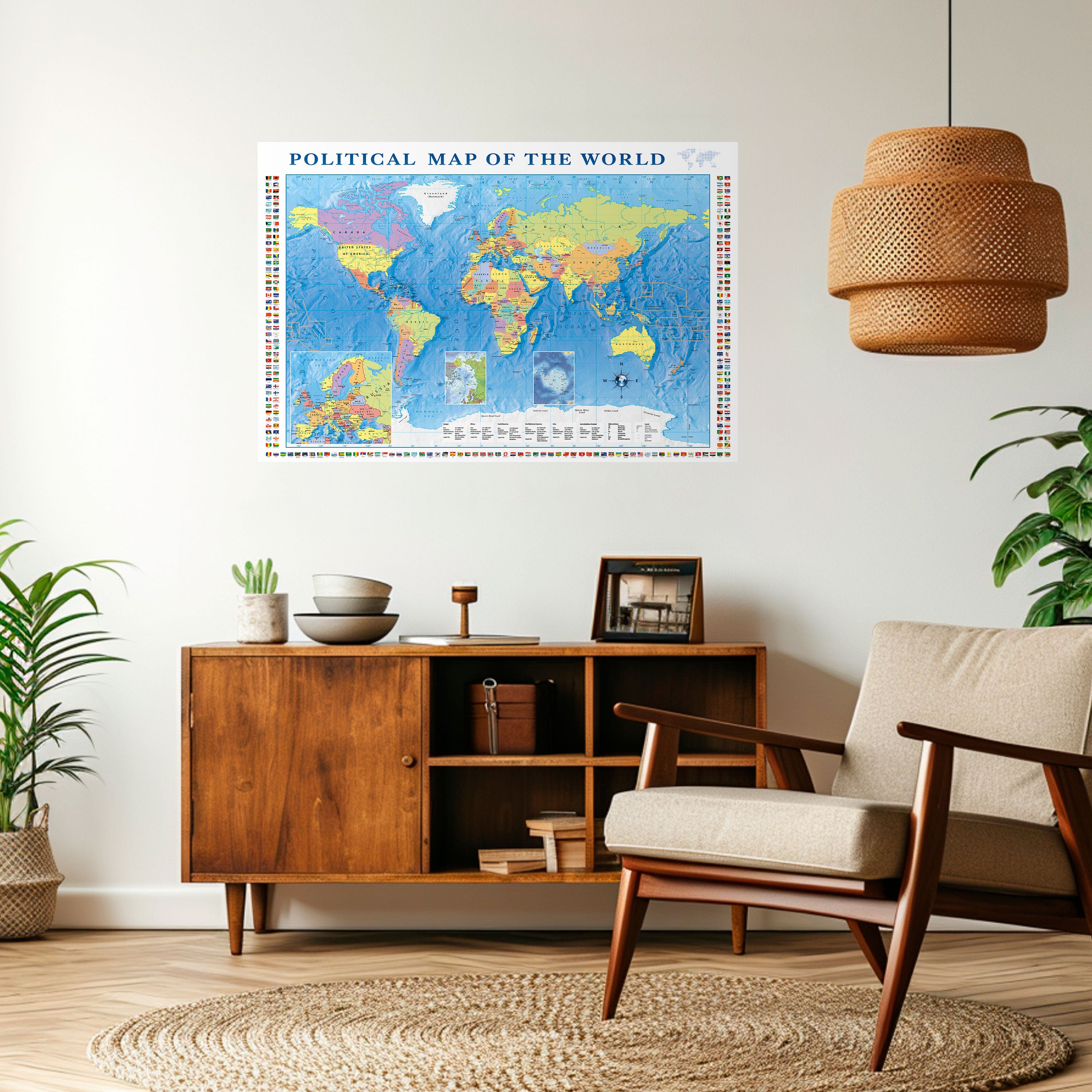 FRONTERAS Y MÁS ALLÁ Póster horizontal autoadhesivo