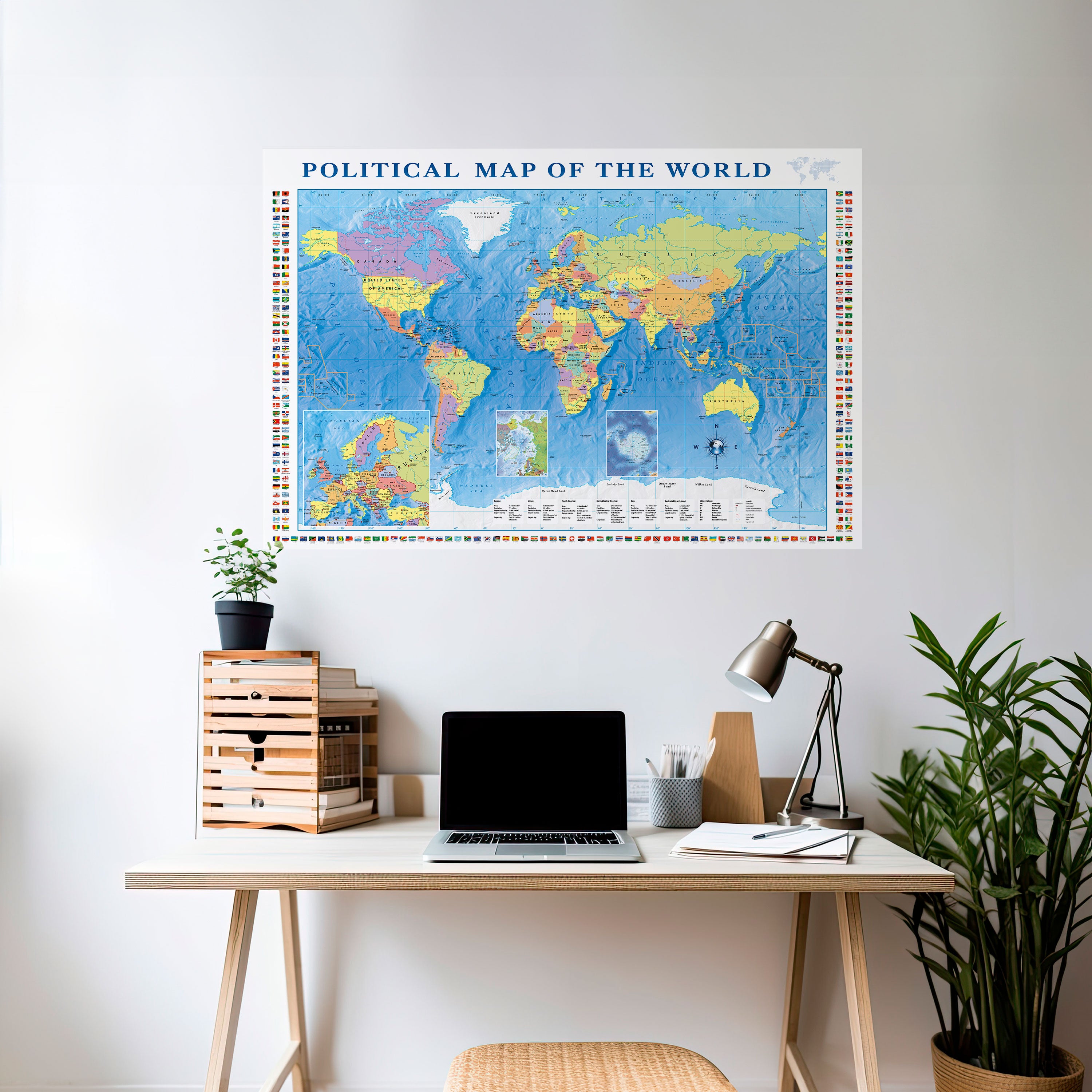 FRONTERAS Y MÁS ALLÁ Póster horizontal autoadhesivo