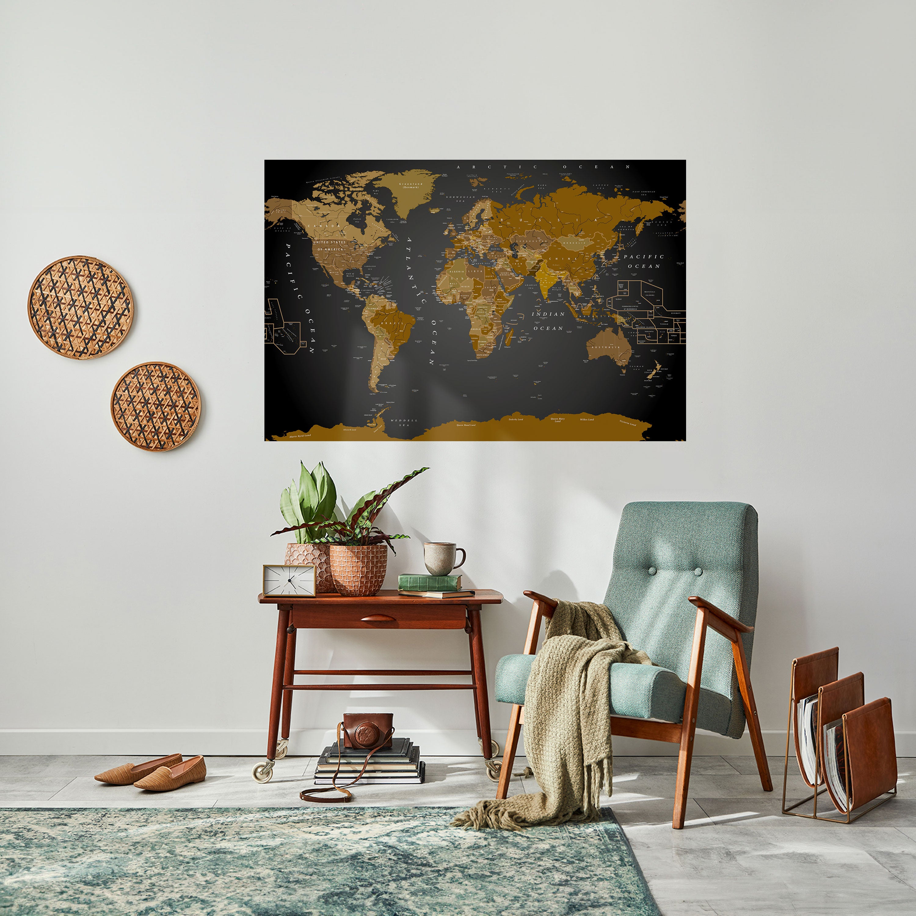 Póster horizontal autoadhesivo del MAPA DE ARMONÍA GLOBAL