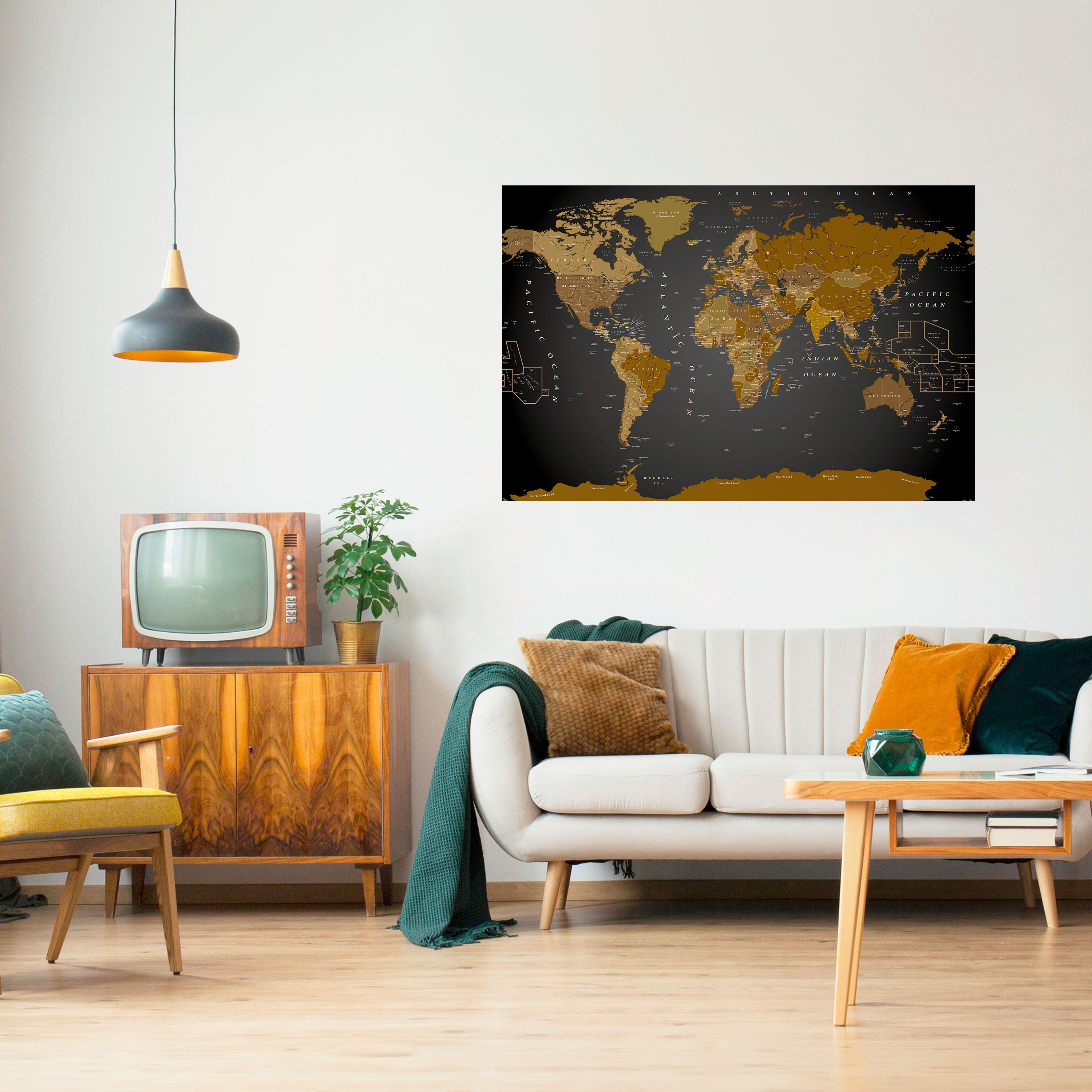 Póster horizontal autoadhesivo del MAPA DE ARMONÍA GLOBAL