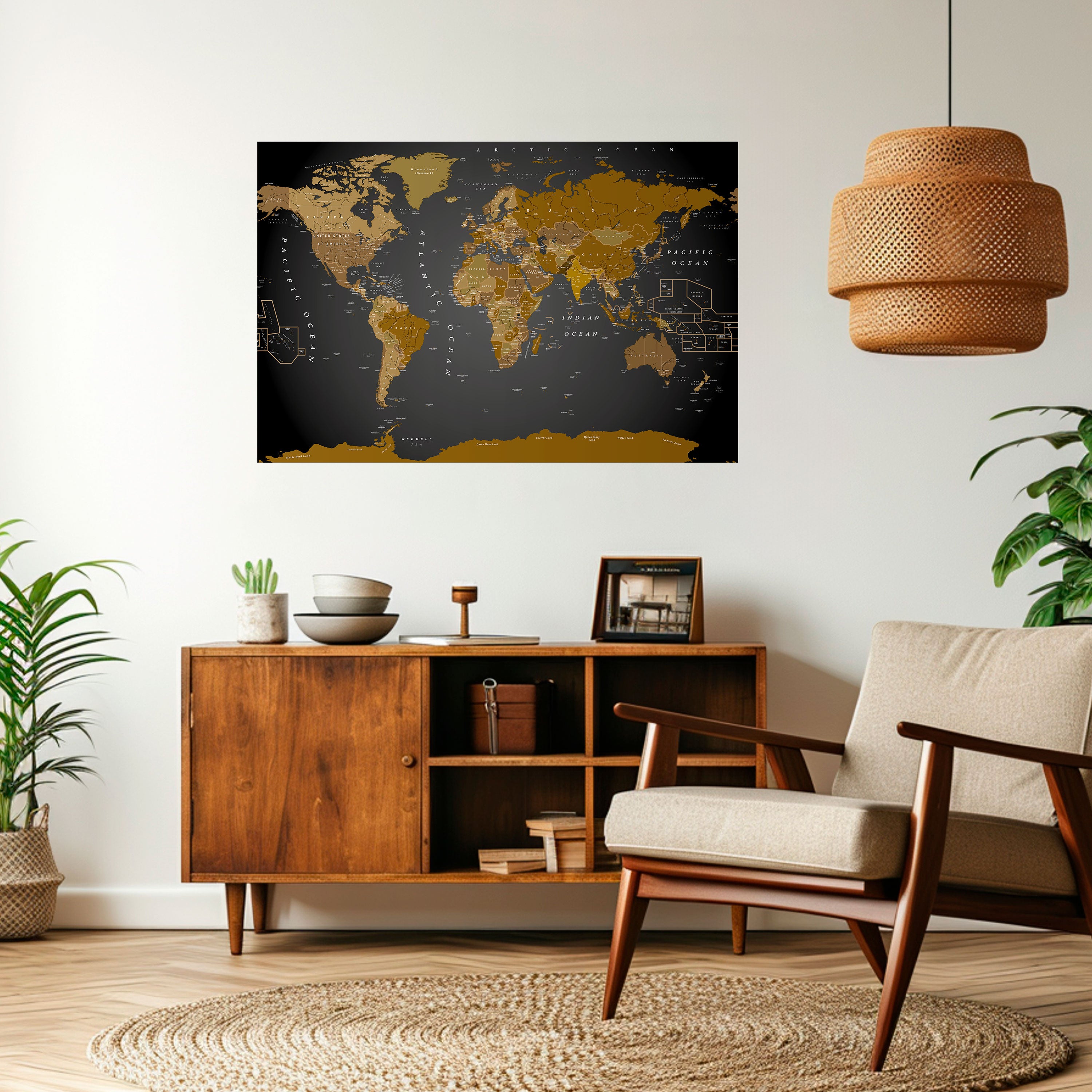 Póster horizontal autoadhesivo del MAPA DE ARMONÍA GLOBAL