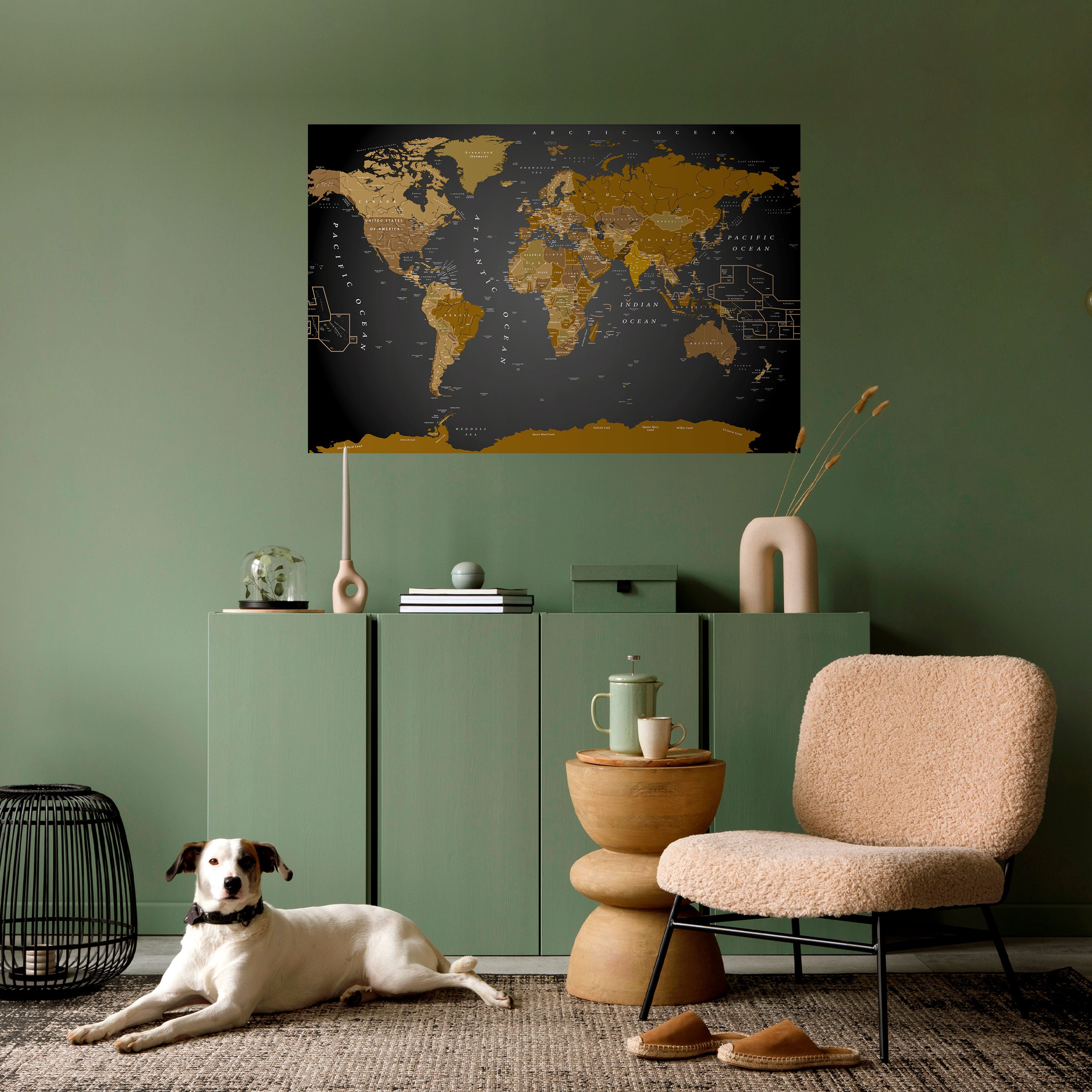 Póster horizontal autoadhesivo del MAPA DE ARMONÍA GLOBAL