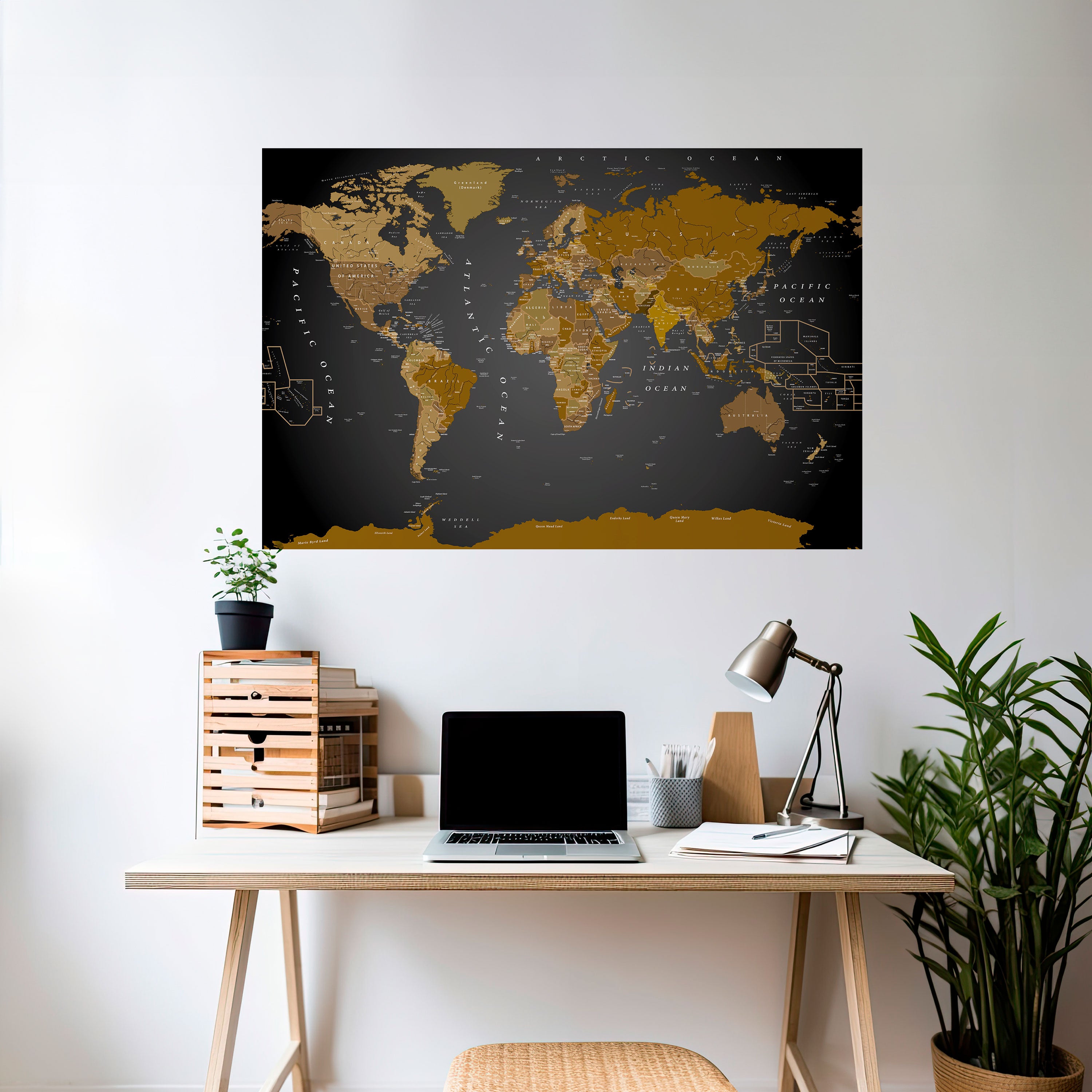 Póster horizontal autoadhesivo del MAPA DE ARMONÍA GLOBAL