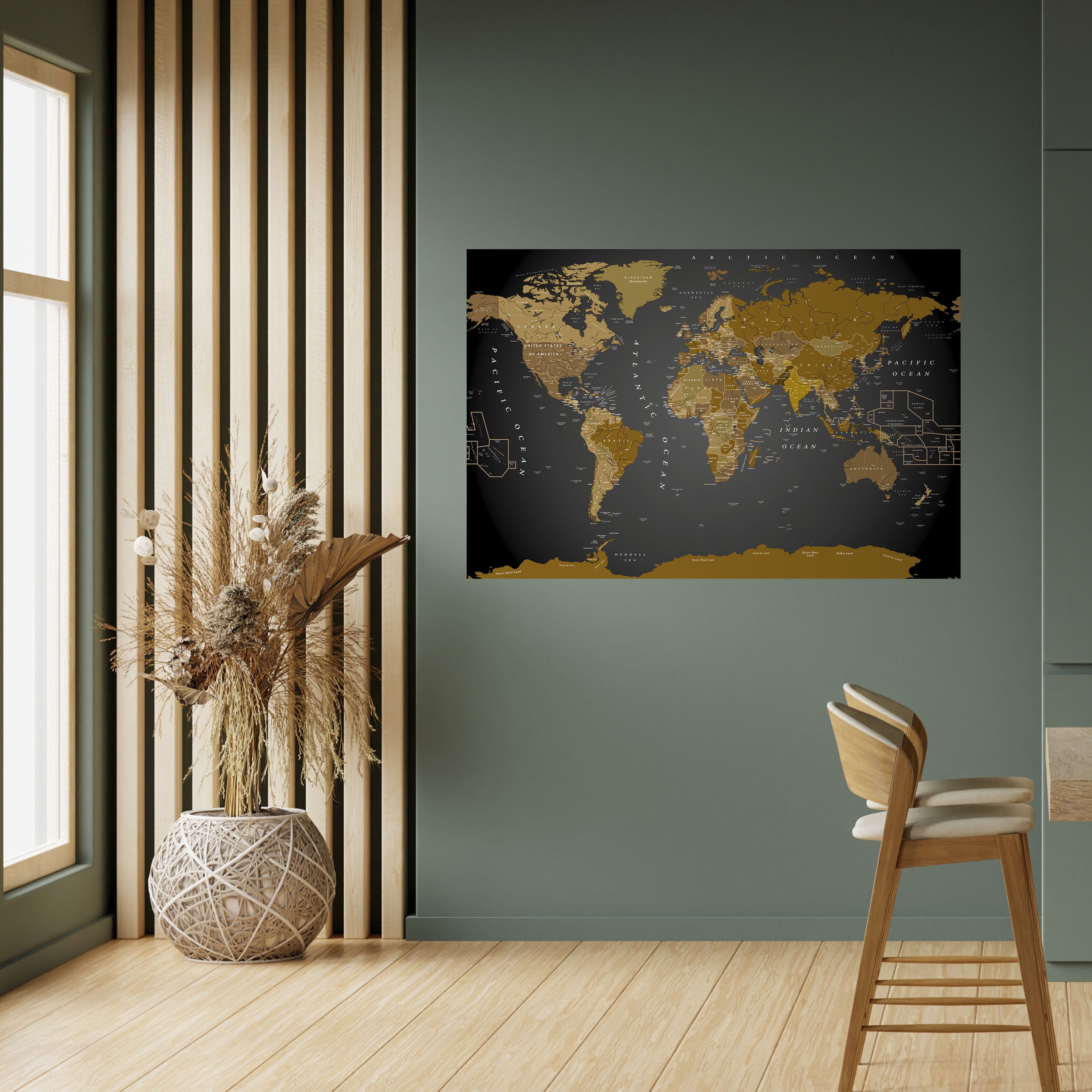 Póster horizontal autoadhesivo del MAPA DE ARMONÍA GLOBAL