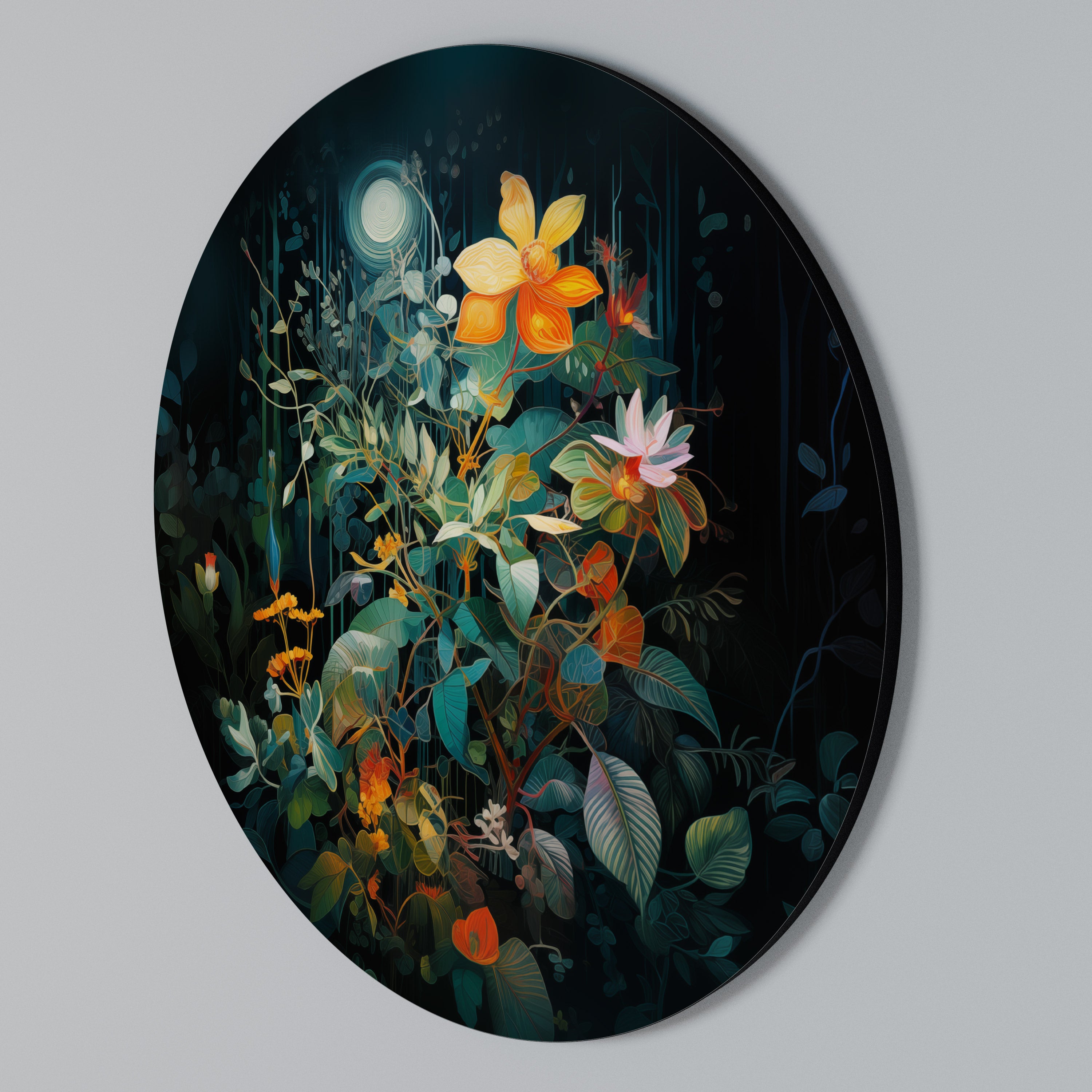 NOCTURNAL FLOWERS Round Wall Art