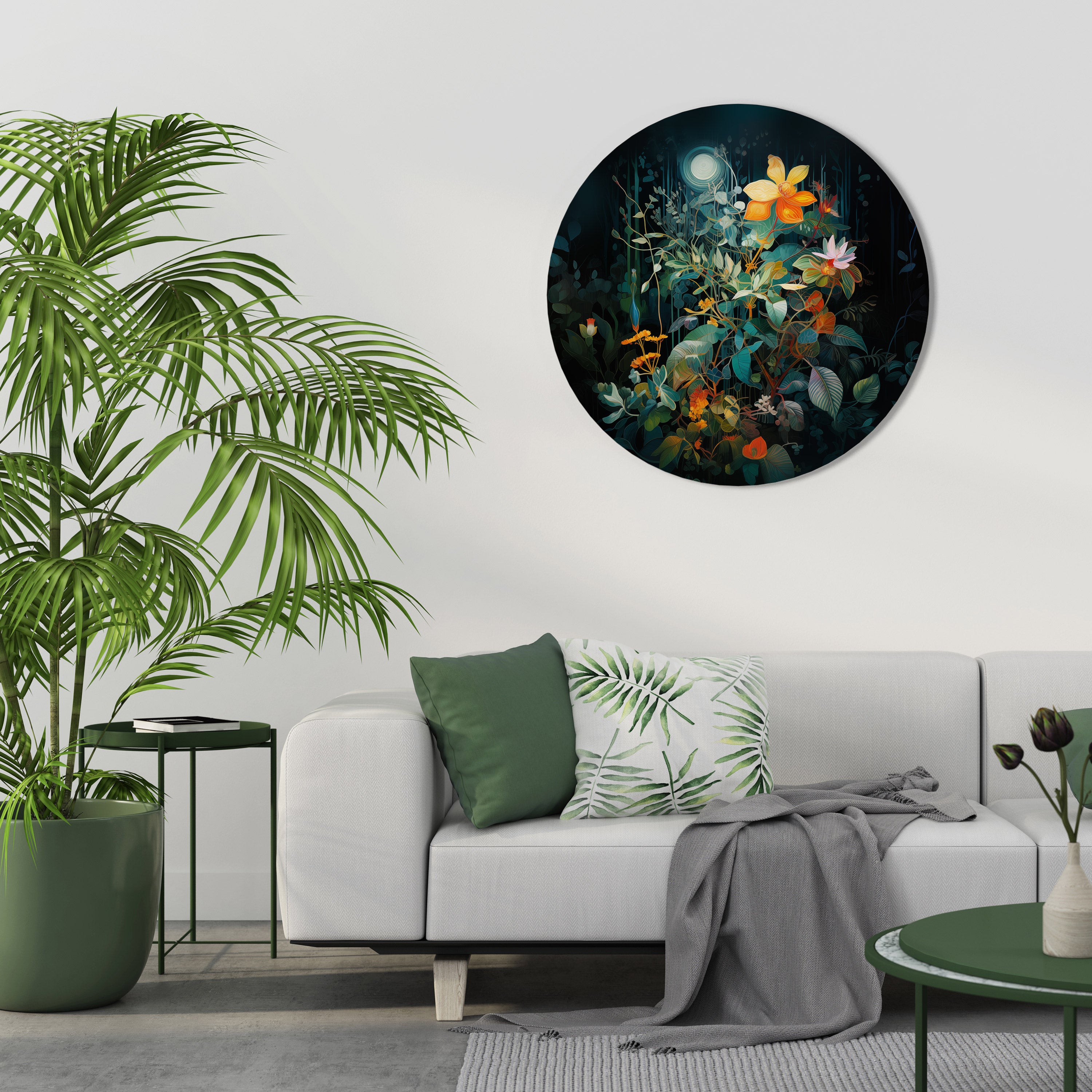 NOCTURNAL FLOWERS Round Wall Art