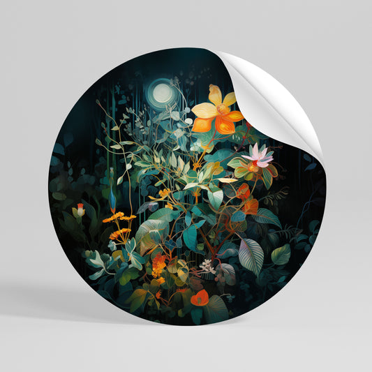 NOCTURNAL FLOWERS Vinilo adhesivo redondo