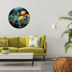 MIDNIGHT FLOWERS Round Wall Art
