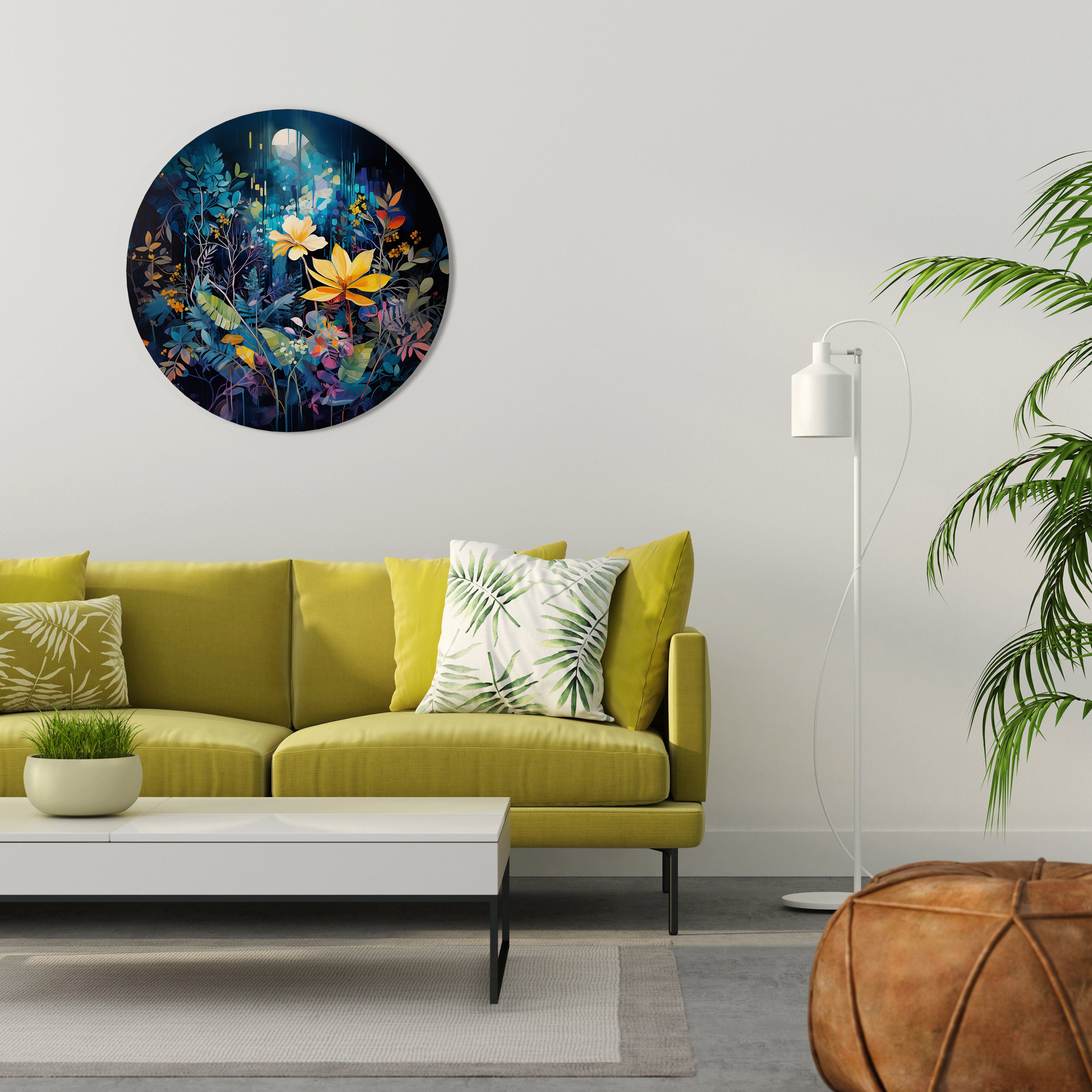 LUNAR FLOWERS Round Wall Art