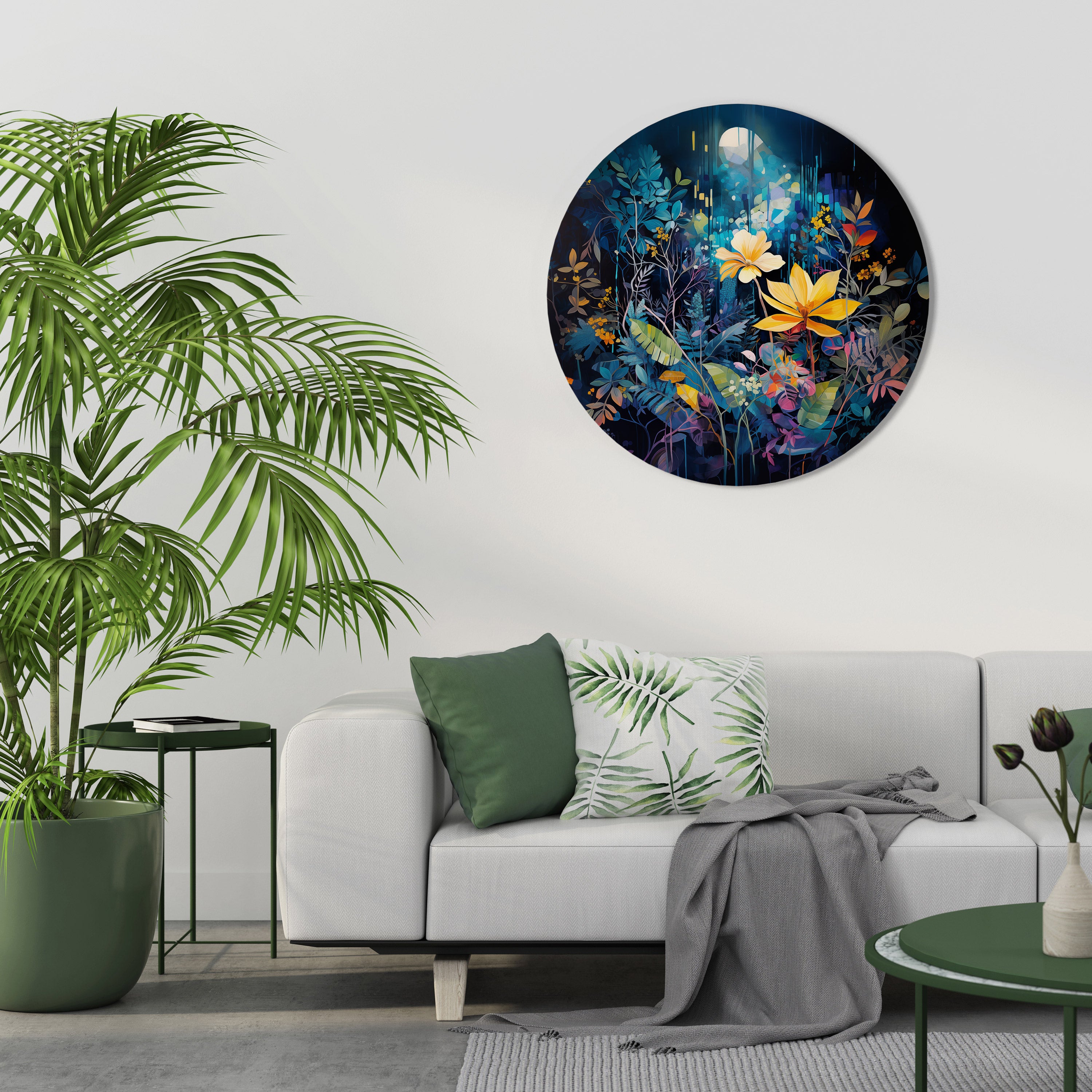 LUNAR FLOWERS Round Wall Art