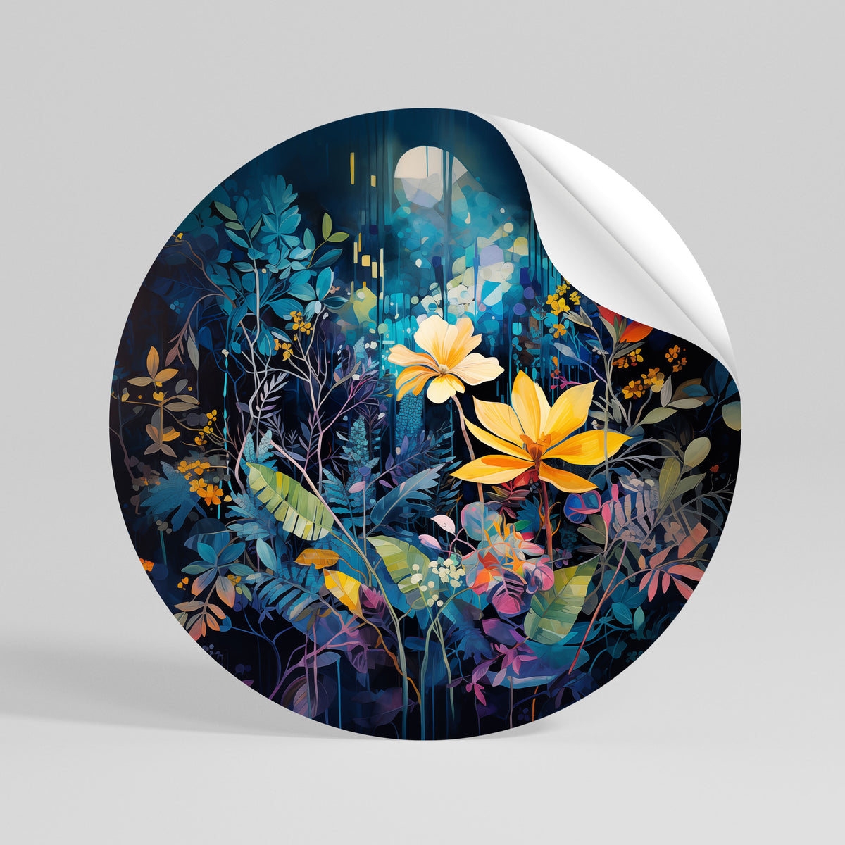 LUNAR FLOWERS Vinilo adhesivo redondo