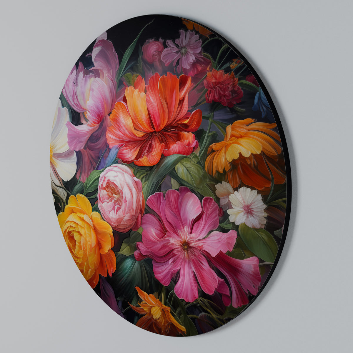 EPHEMERAL BOUQUET Arte de pared redondo
