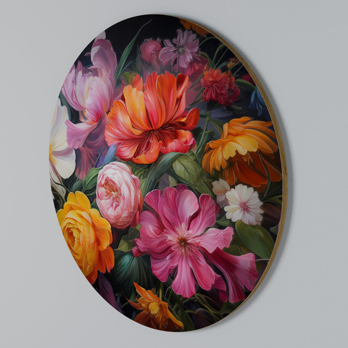 EPHEMERAL BOUQUET Arte de pared redondo