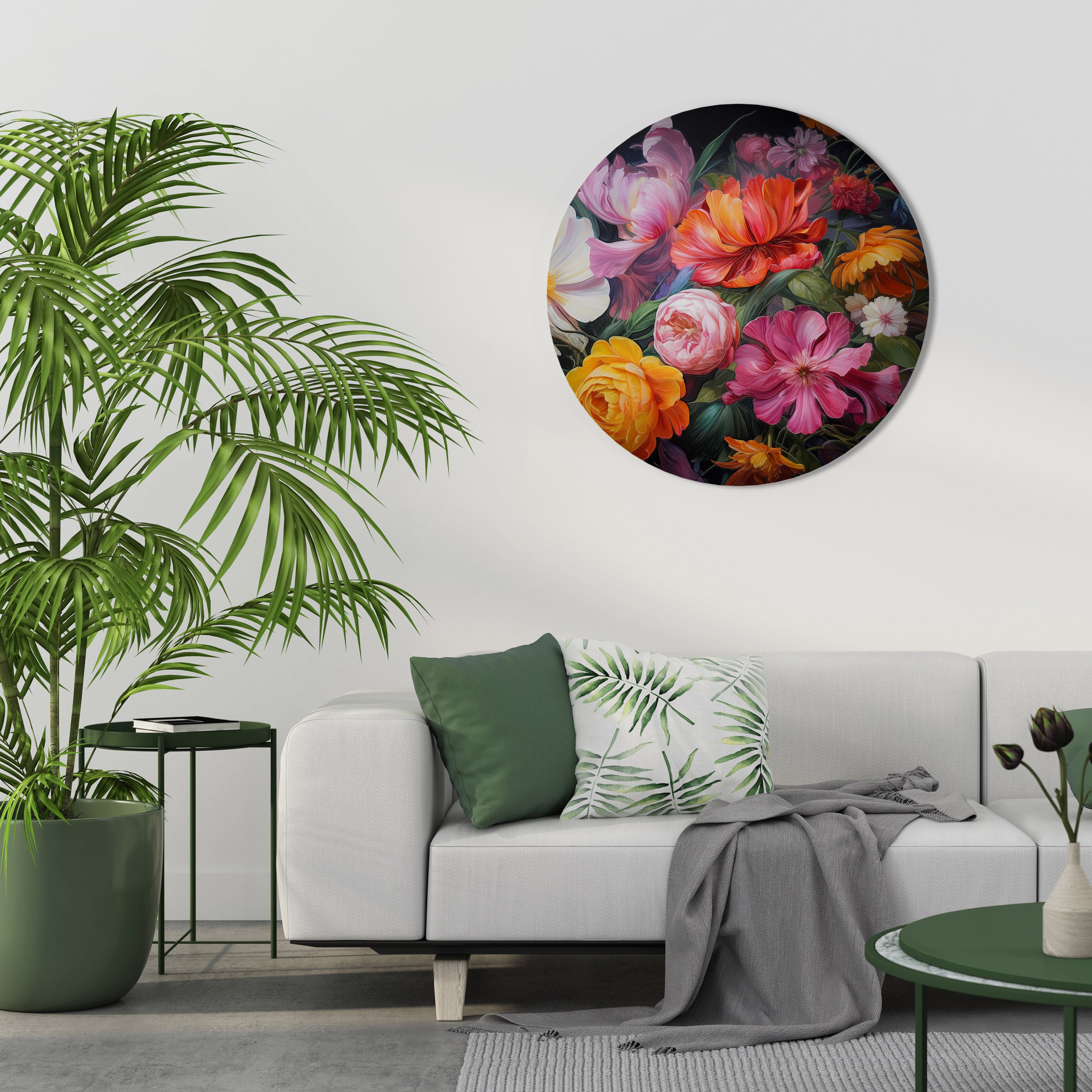 EPHEMERAL BOUQUET Round Wall Art