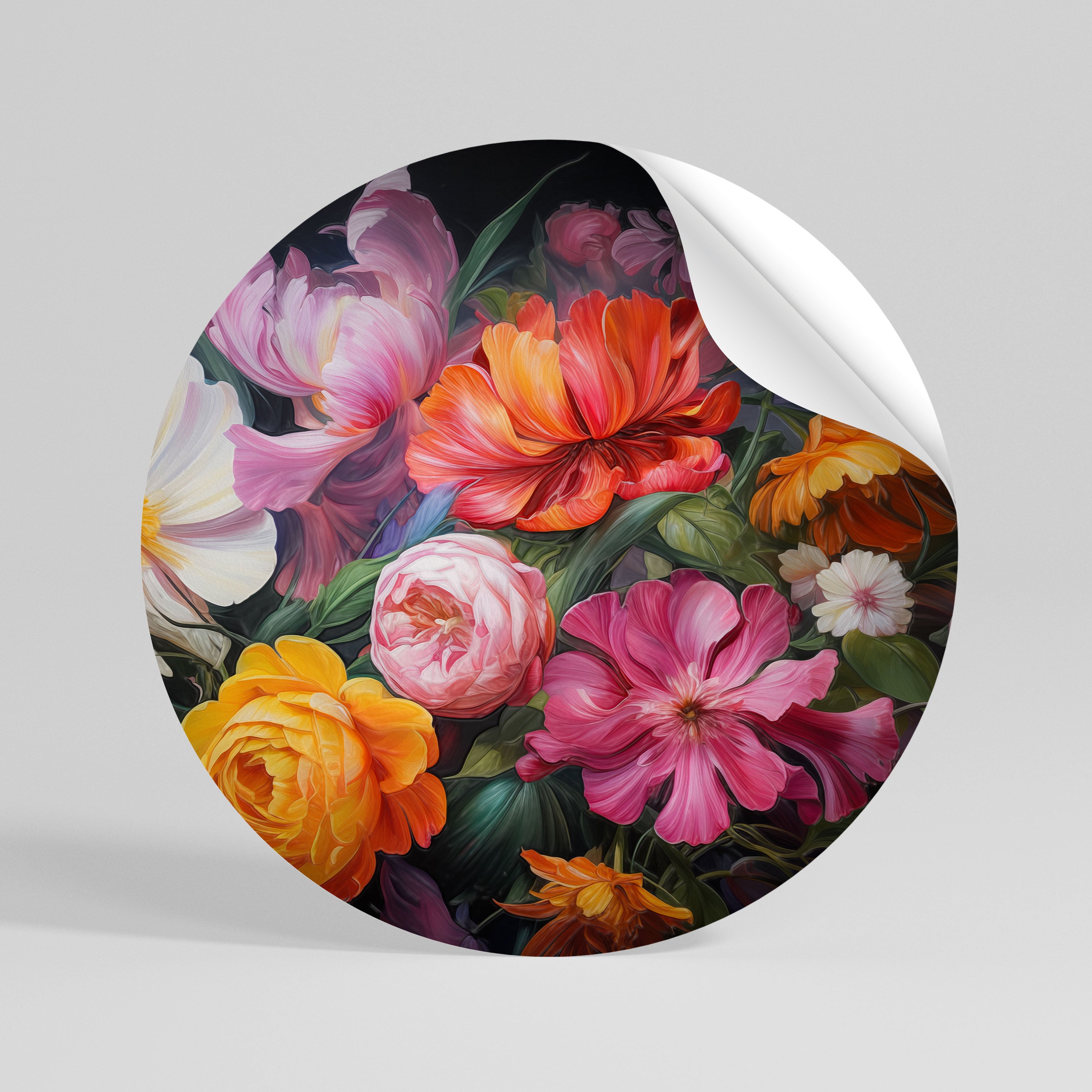 EPHEMERAL BOUQUET Peel and Stick Round Sticker