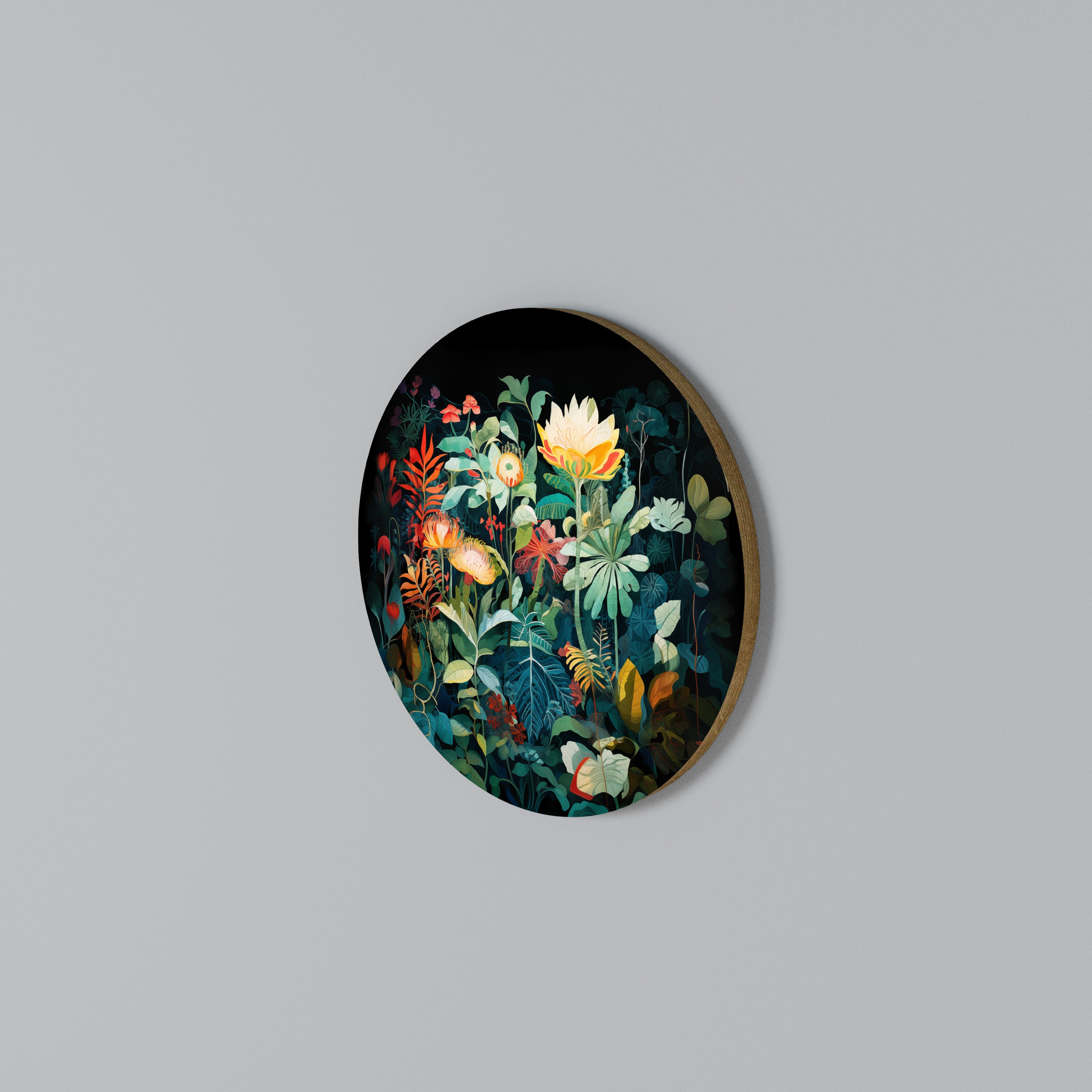 EVENING FLOWERS Round Wall Art