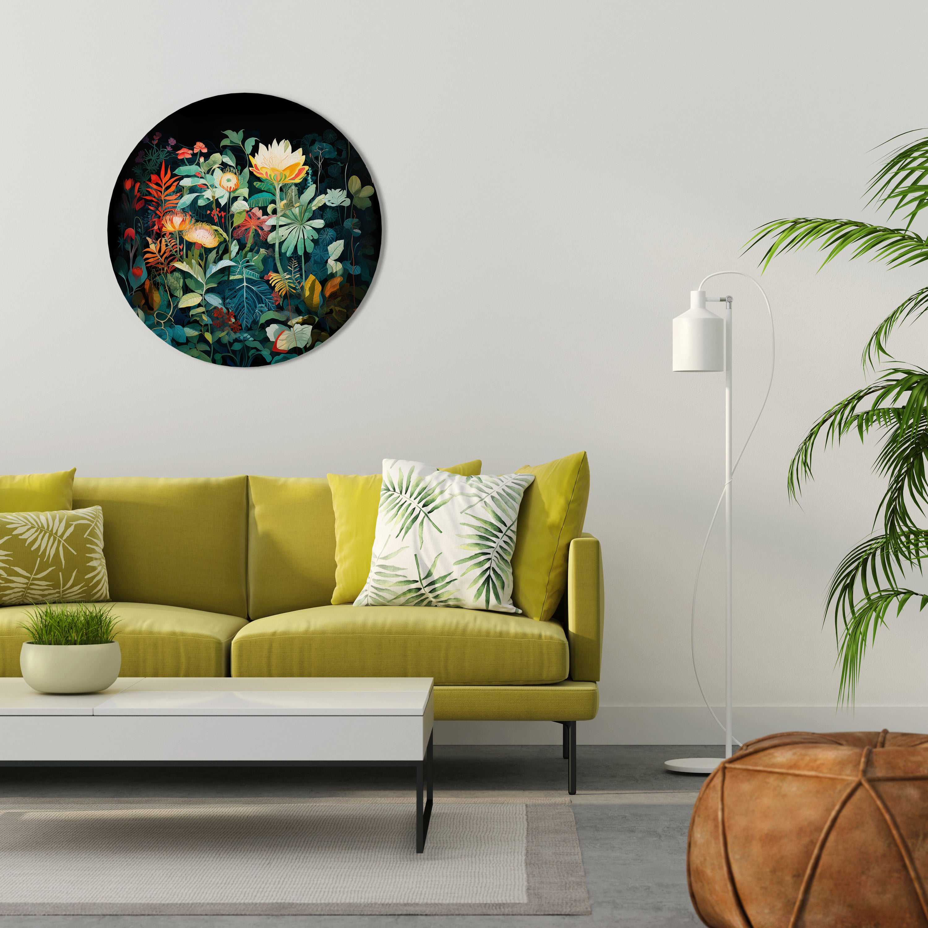 EVENING FLOWERS Round Wall Art